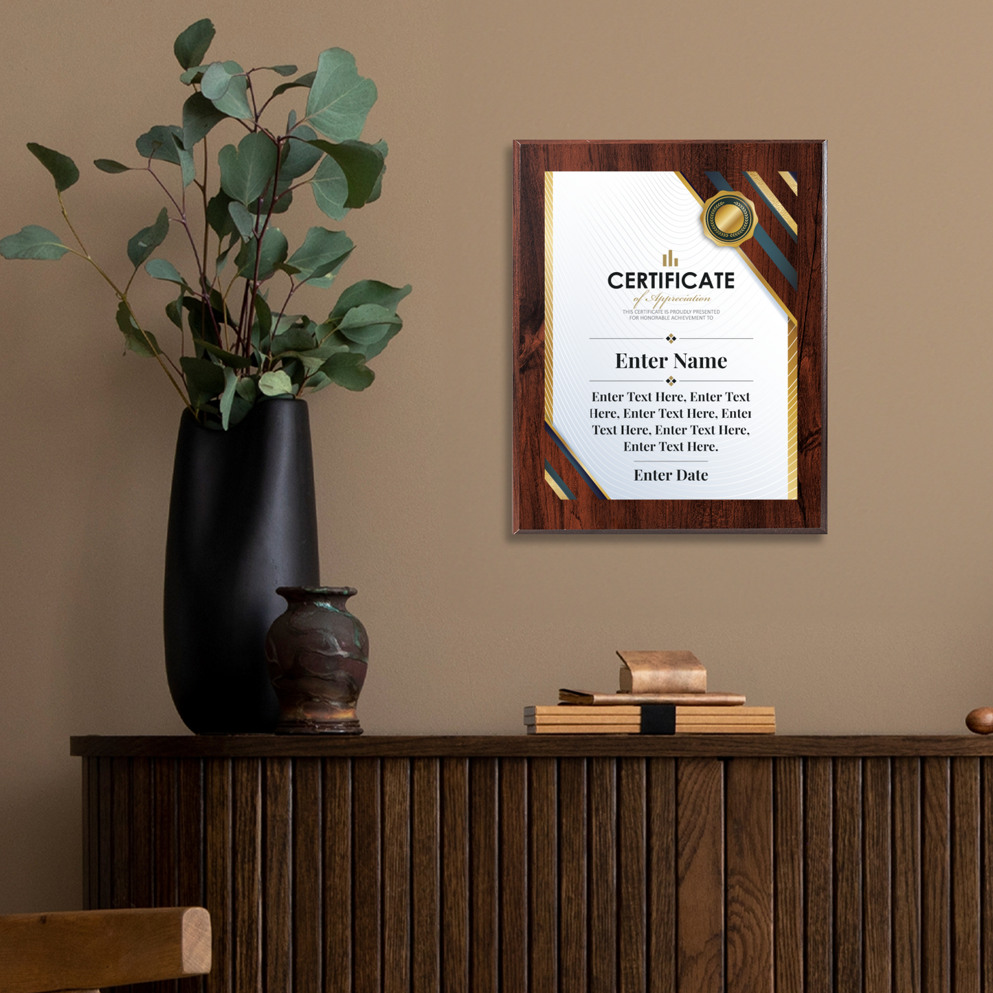 Certificate Of Appreciation 12" x 15" UV Printed Luxury Award