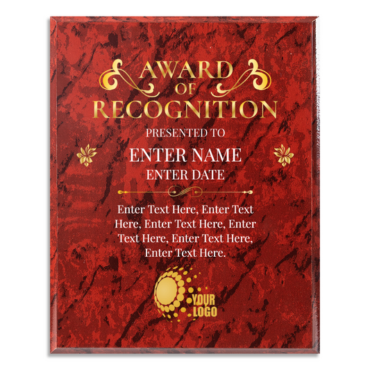 Award Of Recognition 12" x 15" UV Printed Luxury Award