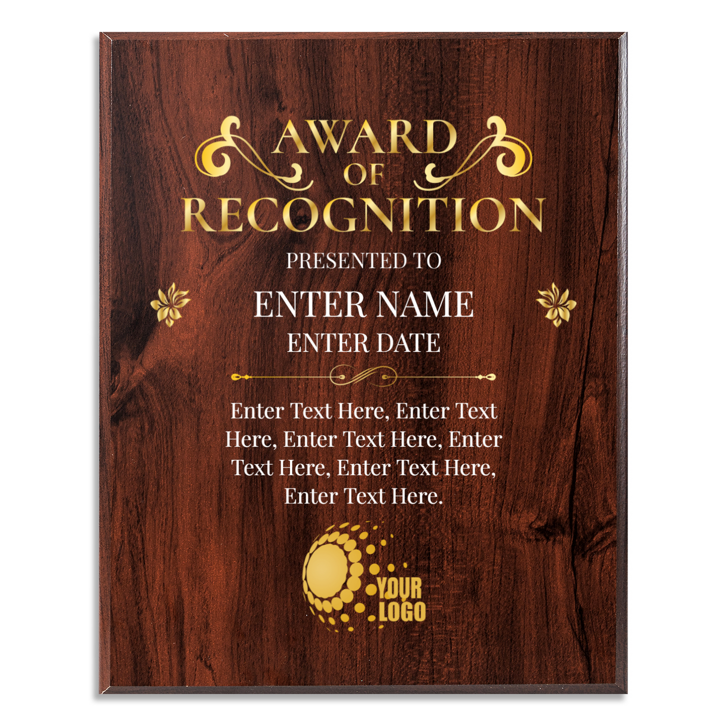 Award Of Recognition 12" x 15" UV Printed Luxury Award