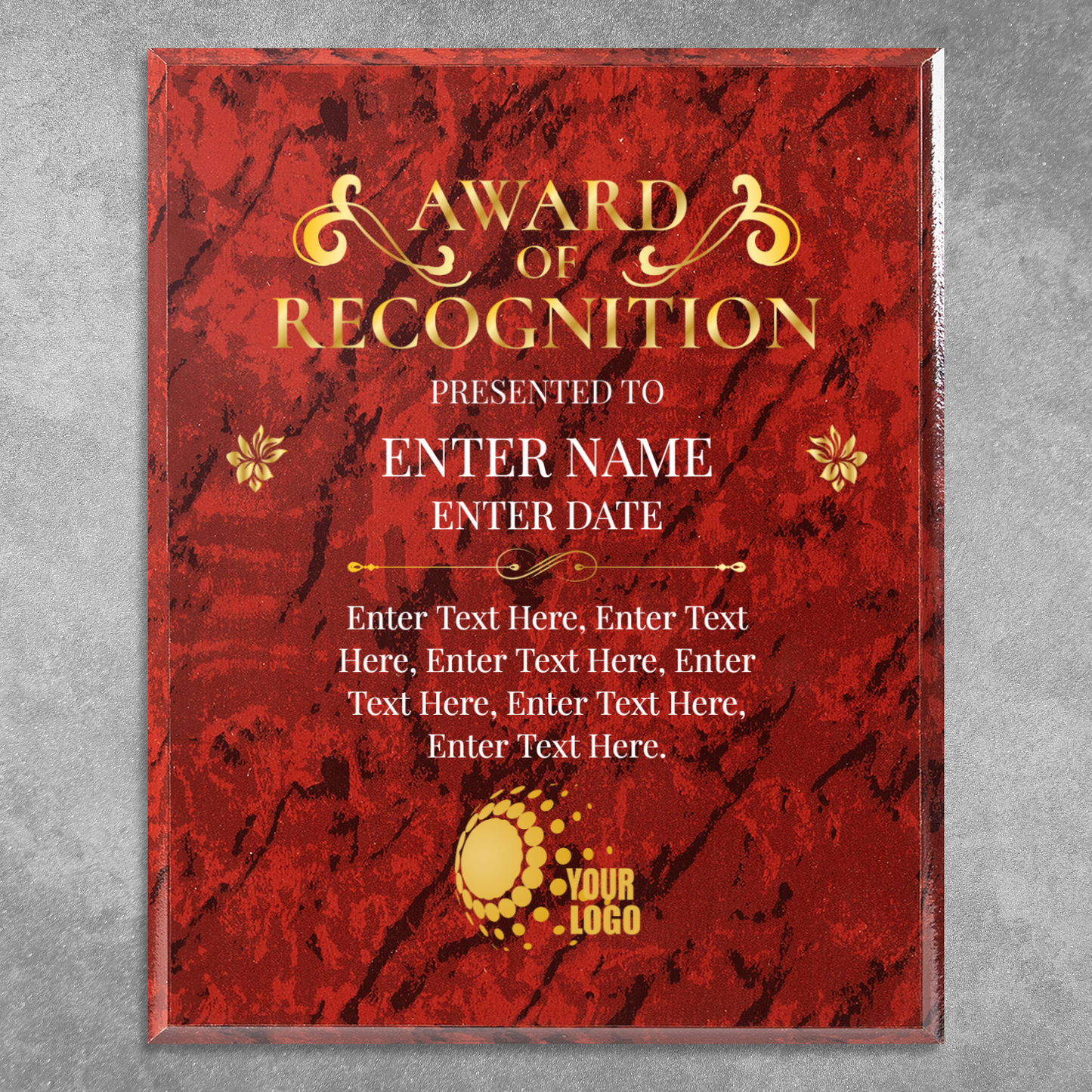 Award Of Recognition 12" x 15" UV Printed Luxury Award