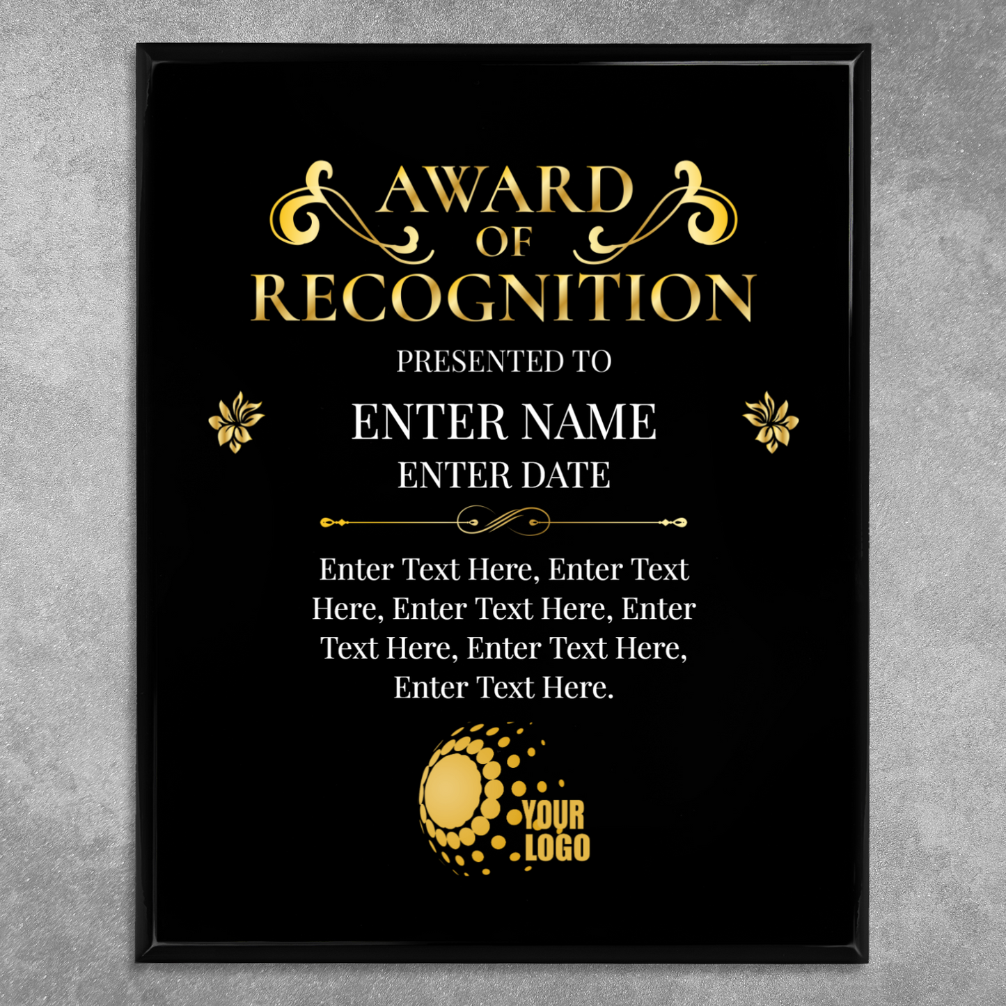 Award Of Recognition 12" x 15" UV Printed Luxury Award