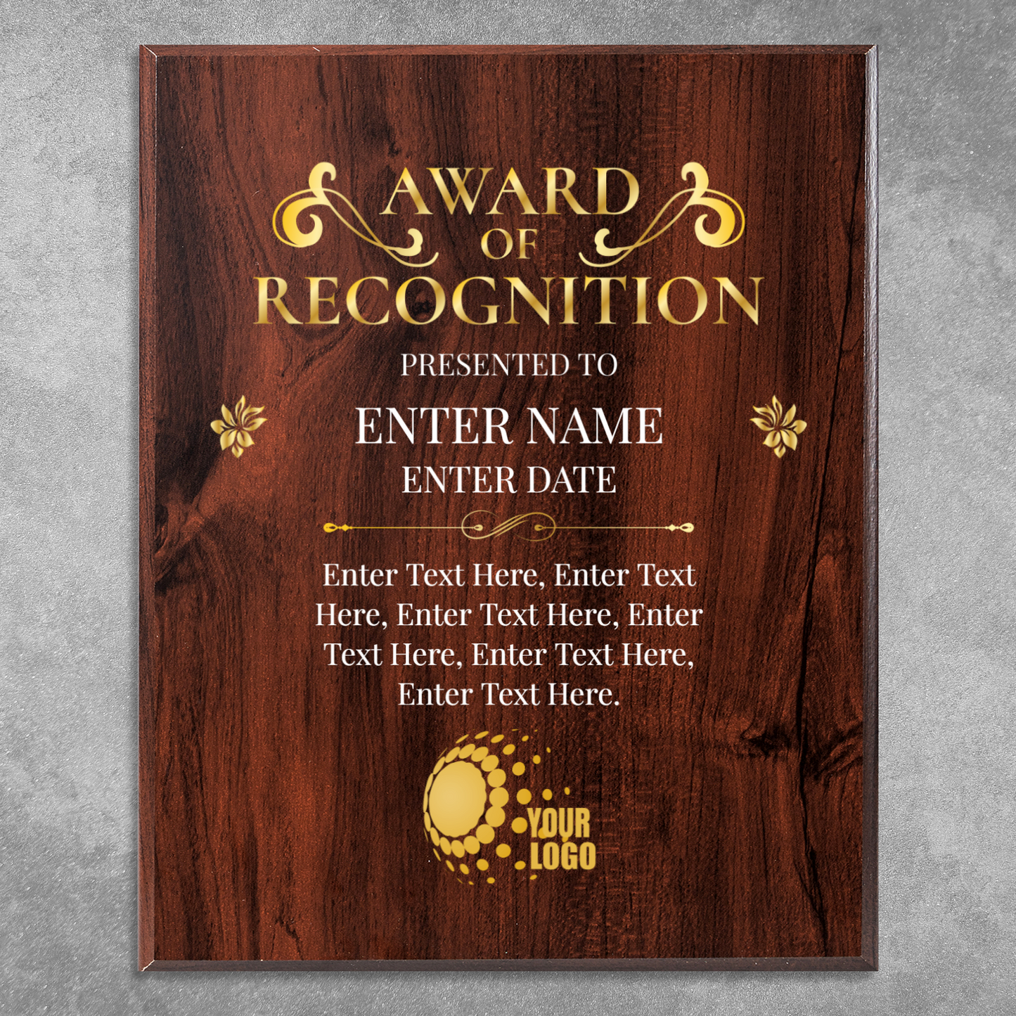 Award Of Recognition 12" x 15" UV Printed Luxury Award