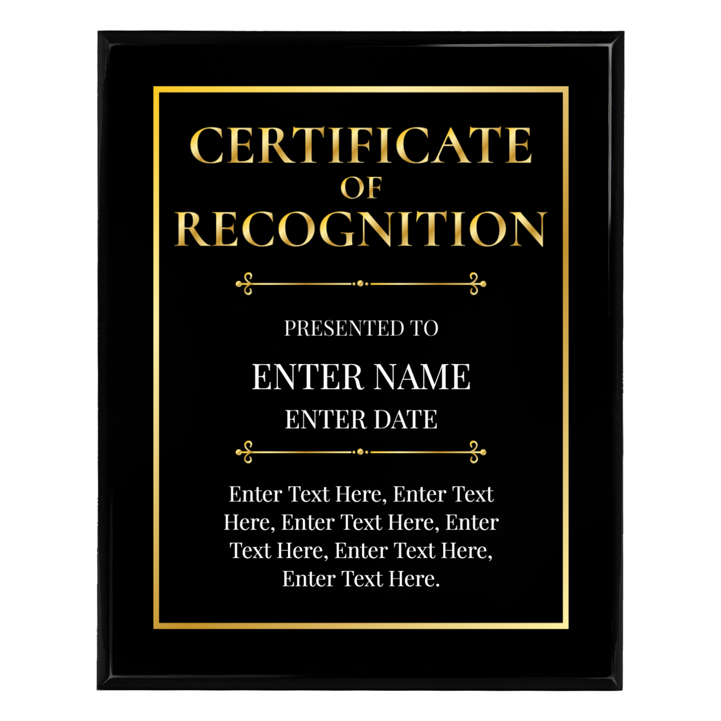 Certificate Of Recognition 12" x 15" UV Printed Luxury Award