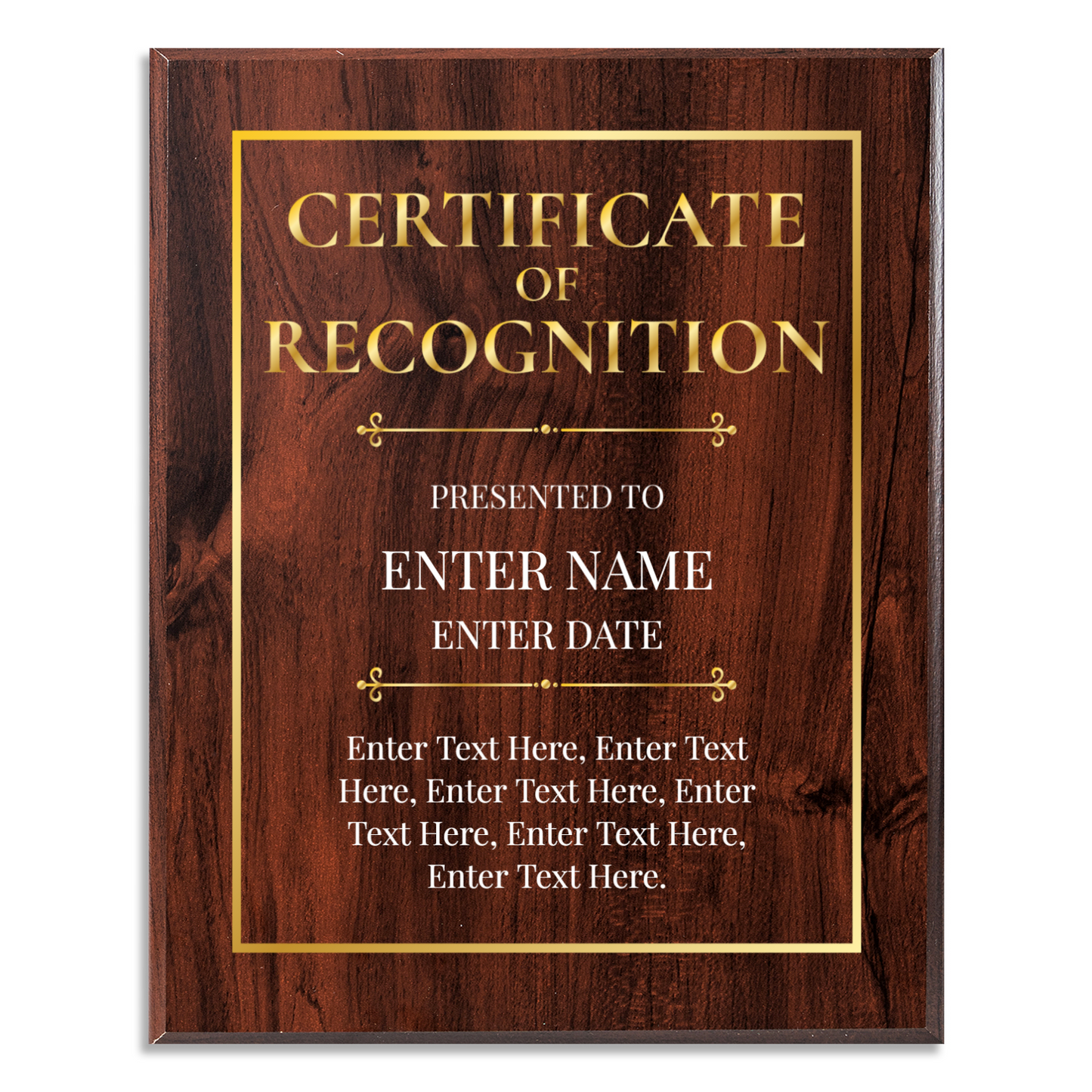 Certificate Of Recognition 12" x 15" UV Printed Luxury Award