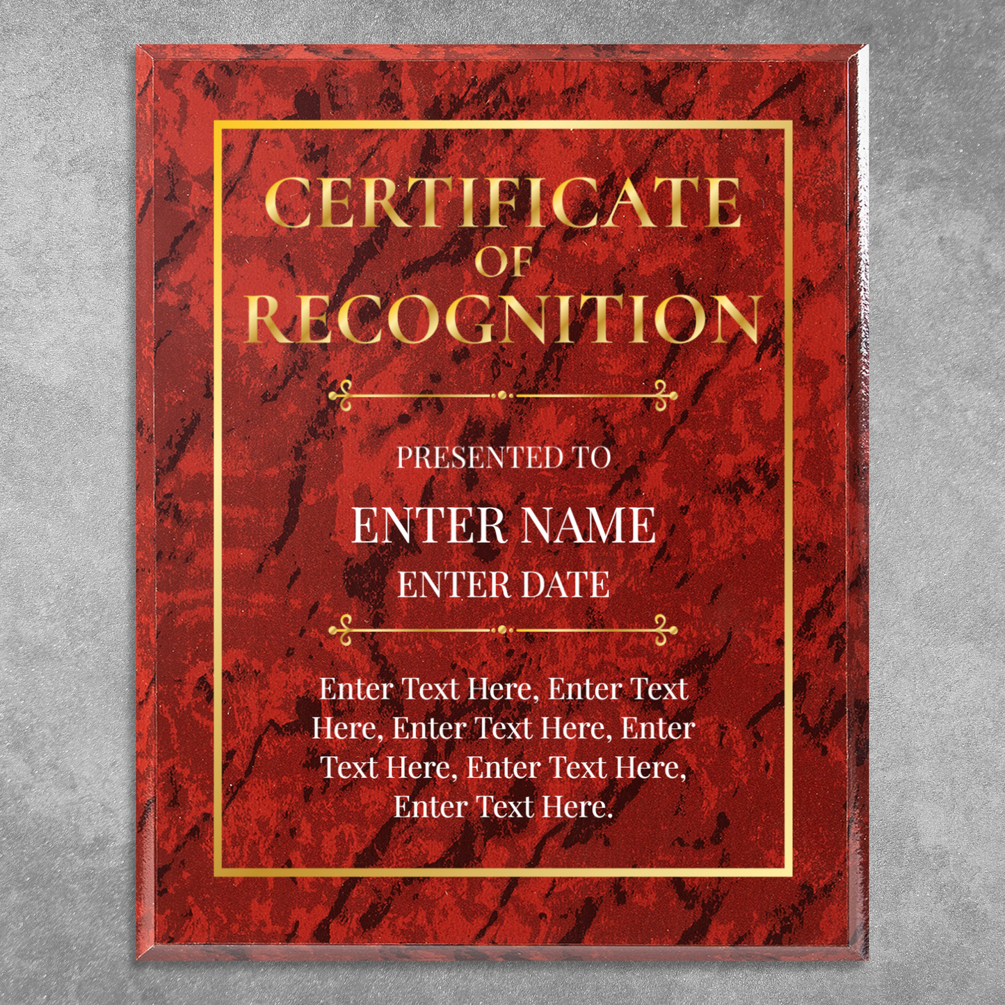 Certificate Of Recognition 12" x 15" UV Printed Luxury Award