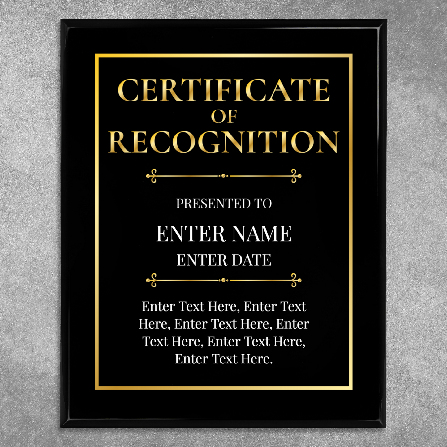 Certificate Of Recognition 12" x 15" UV Printed Luxury Award