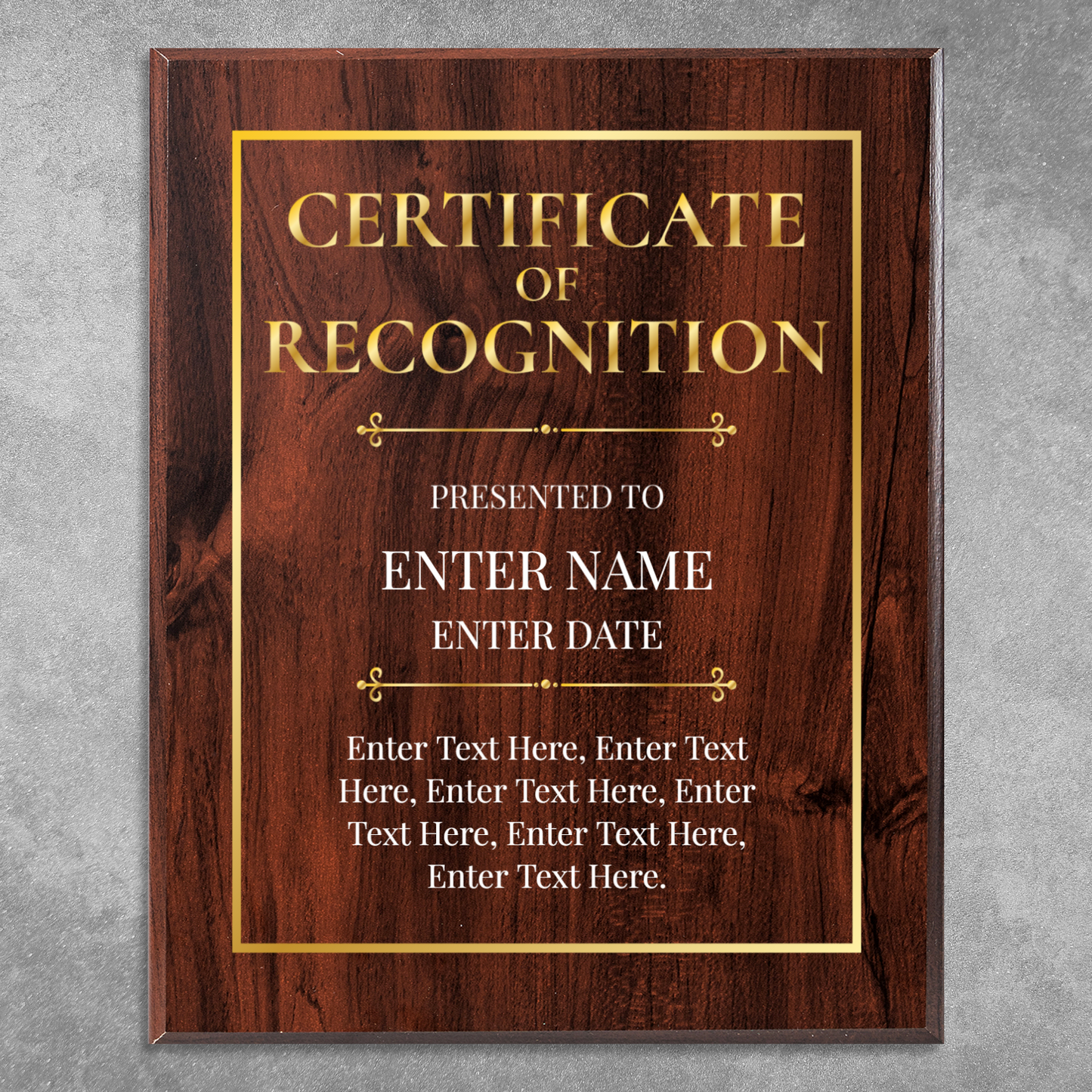Certificate Of Recognition 12" x 15" UV Printed Luxury Award