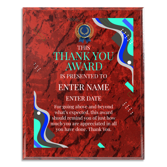 Thank You 12" x 15" UV Printed Luxury Award