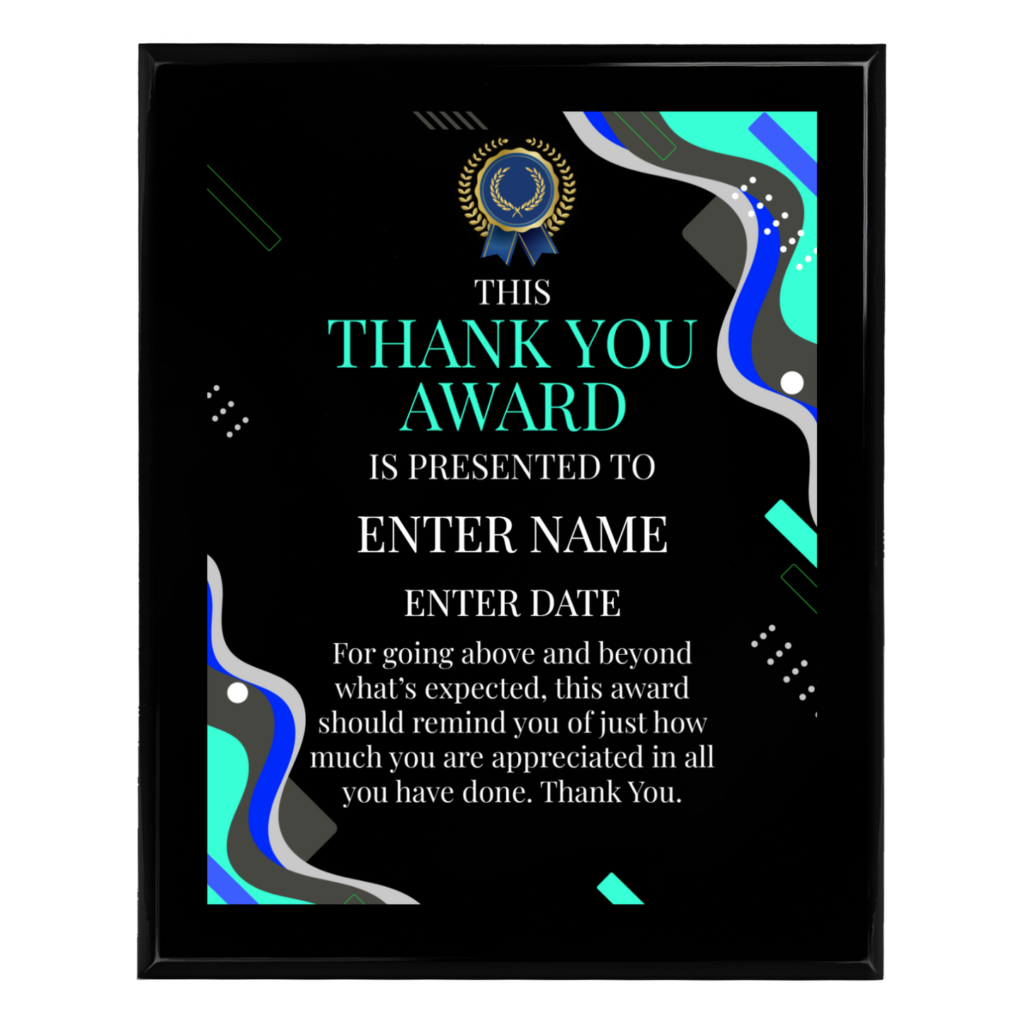 Thank You 12" x 15" UV Printed Luxury Award