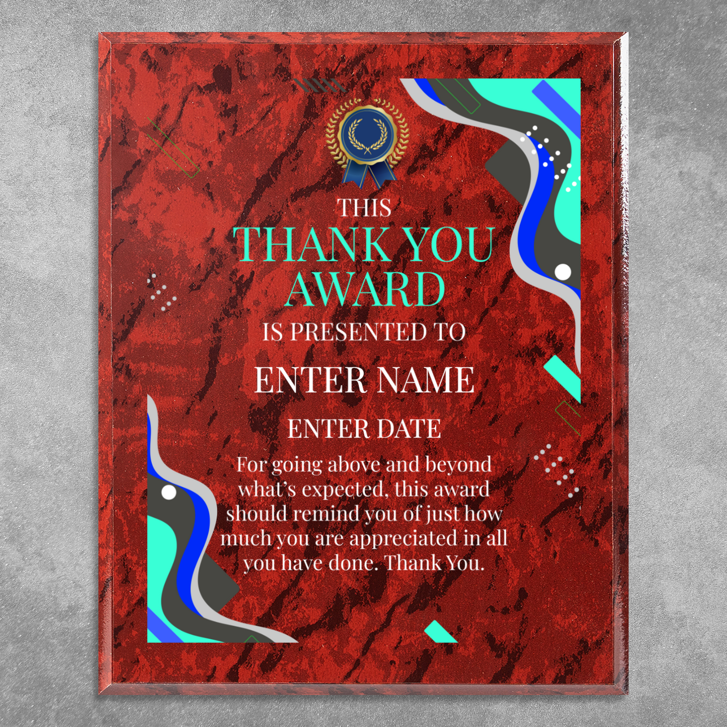 Thank You 12" x 15" UV Printed Luxury Award