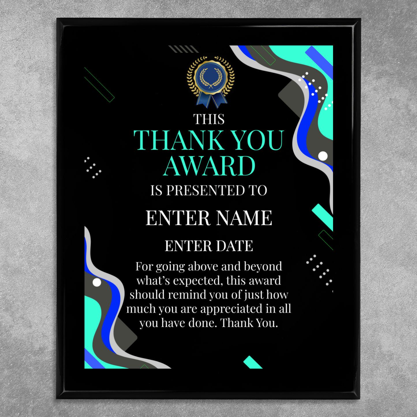 Thank You 12" x 15" UV Printed Luxury Award