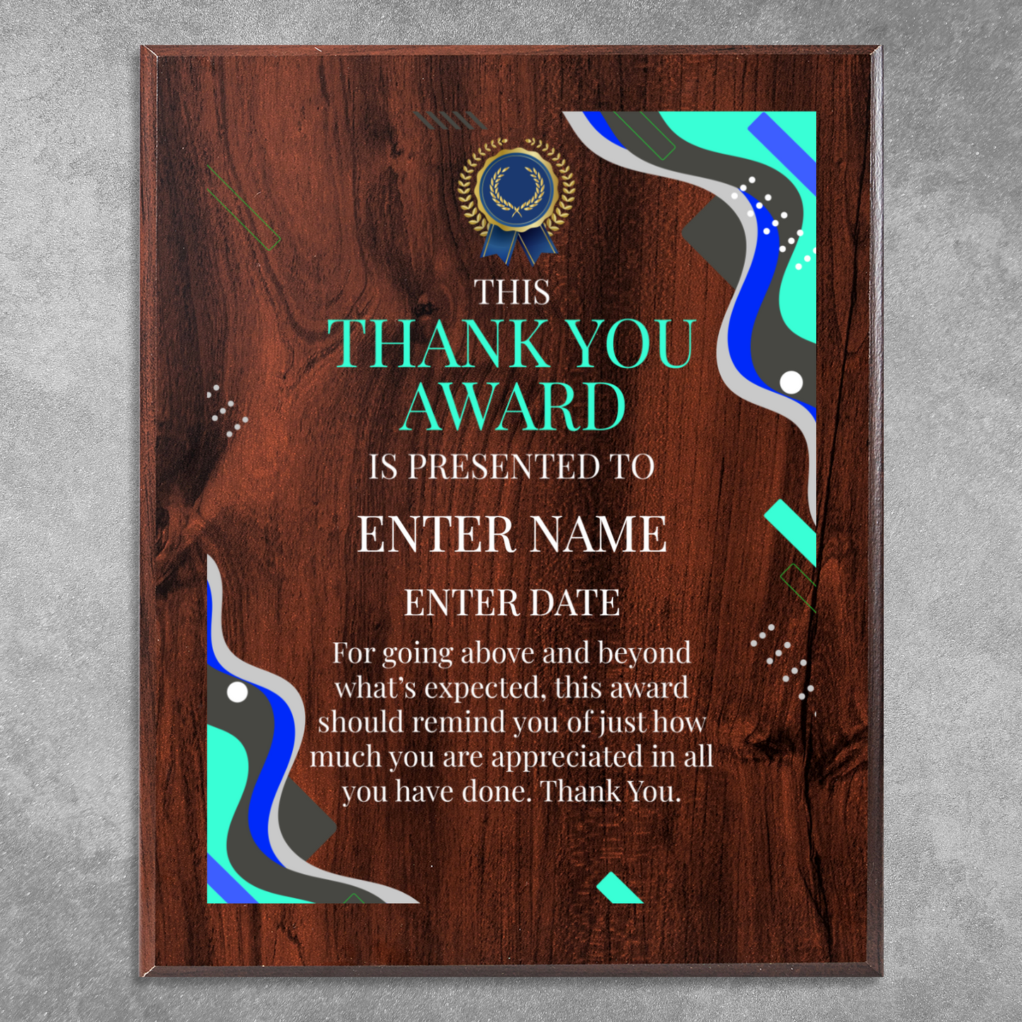 Thank You 12" x 15" UV Printed Luxury Award