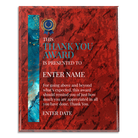 Thank You 12" x 15" UV Printed Luxury Award 02