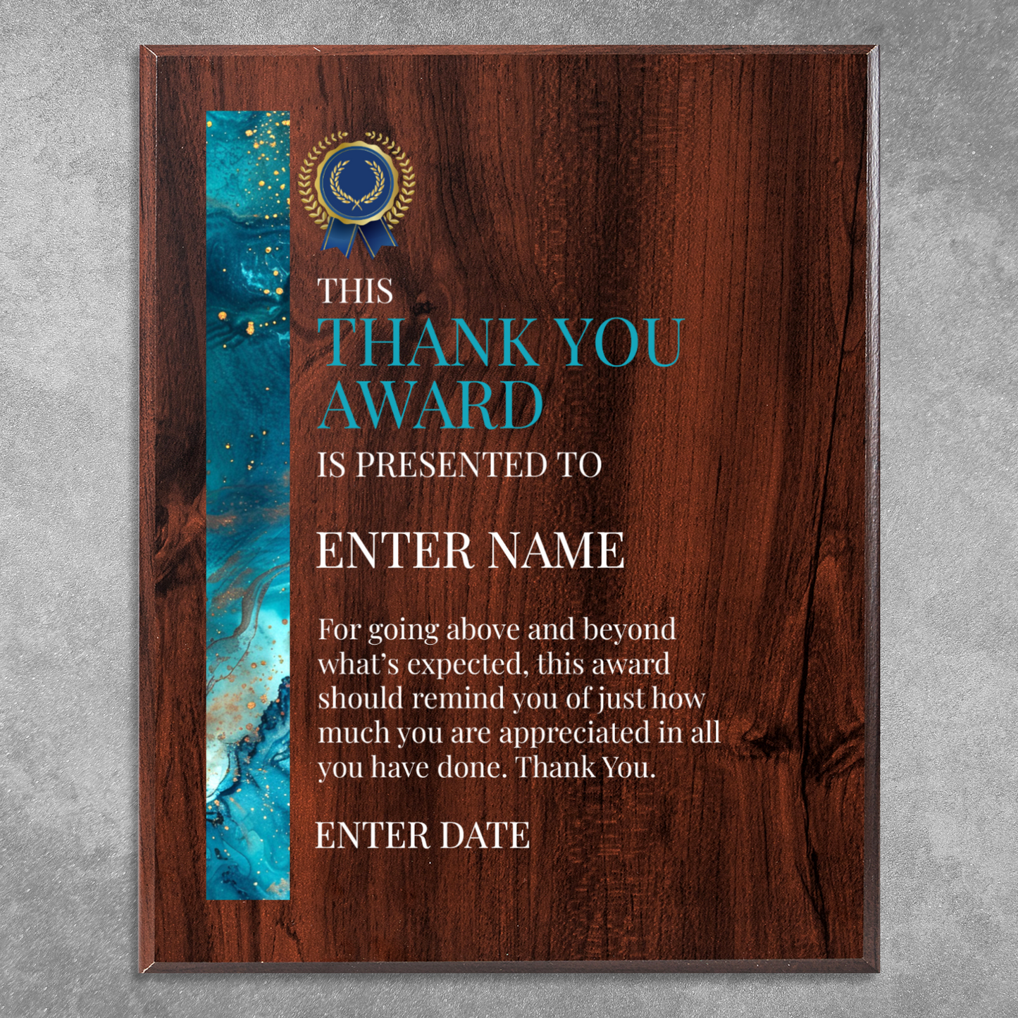 Thank You 12" x 15" UV Printed Luxury Award 02