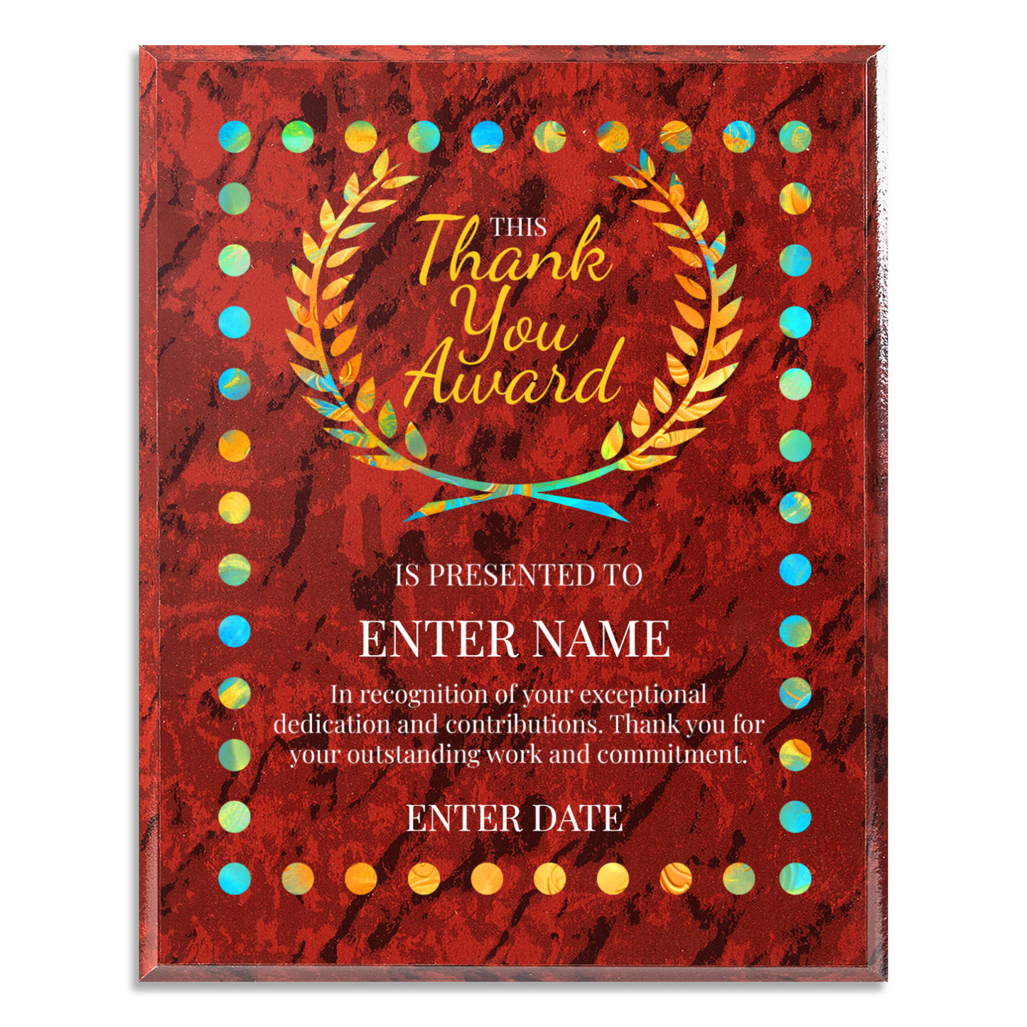 Thank You 12" x 15" UV Printed Luxury Award 03
