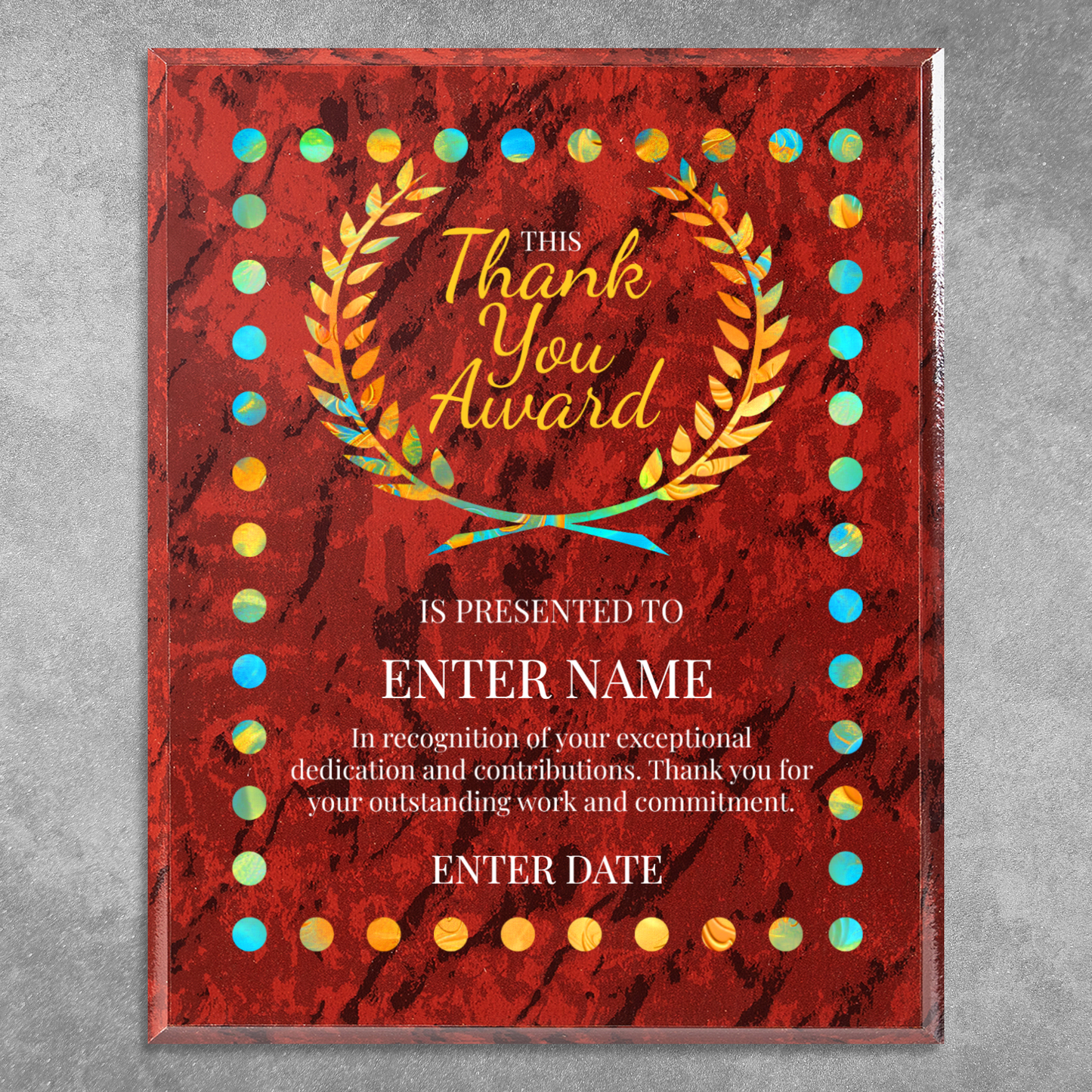 Thank You 12" x 15" UV Printed Luxury Award 03