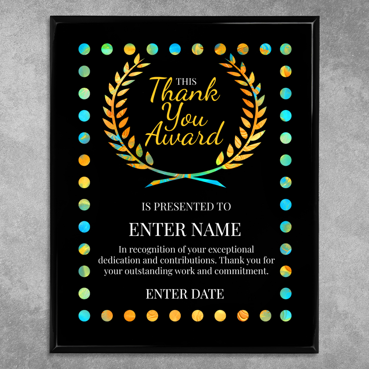 Thank You 12" x 15" UV Printed Luxury Award 03