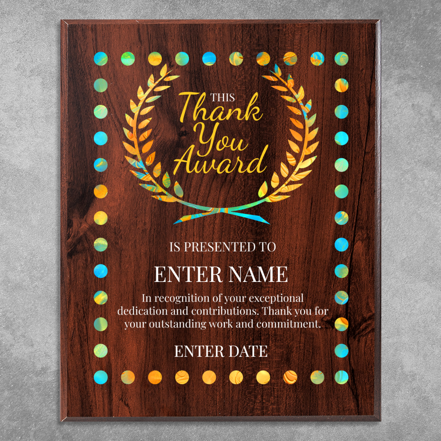 Thank You 12" x 15" UV Printed Luxury Award 03