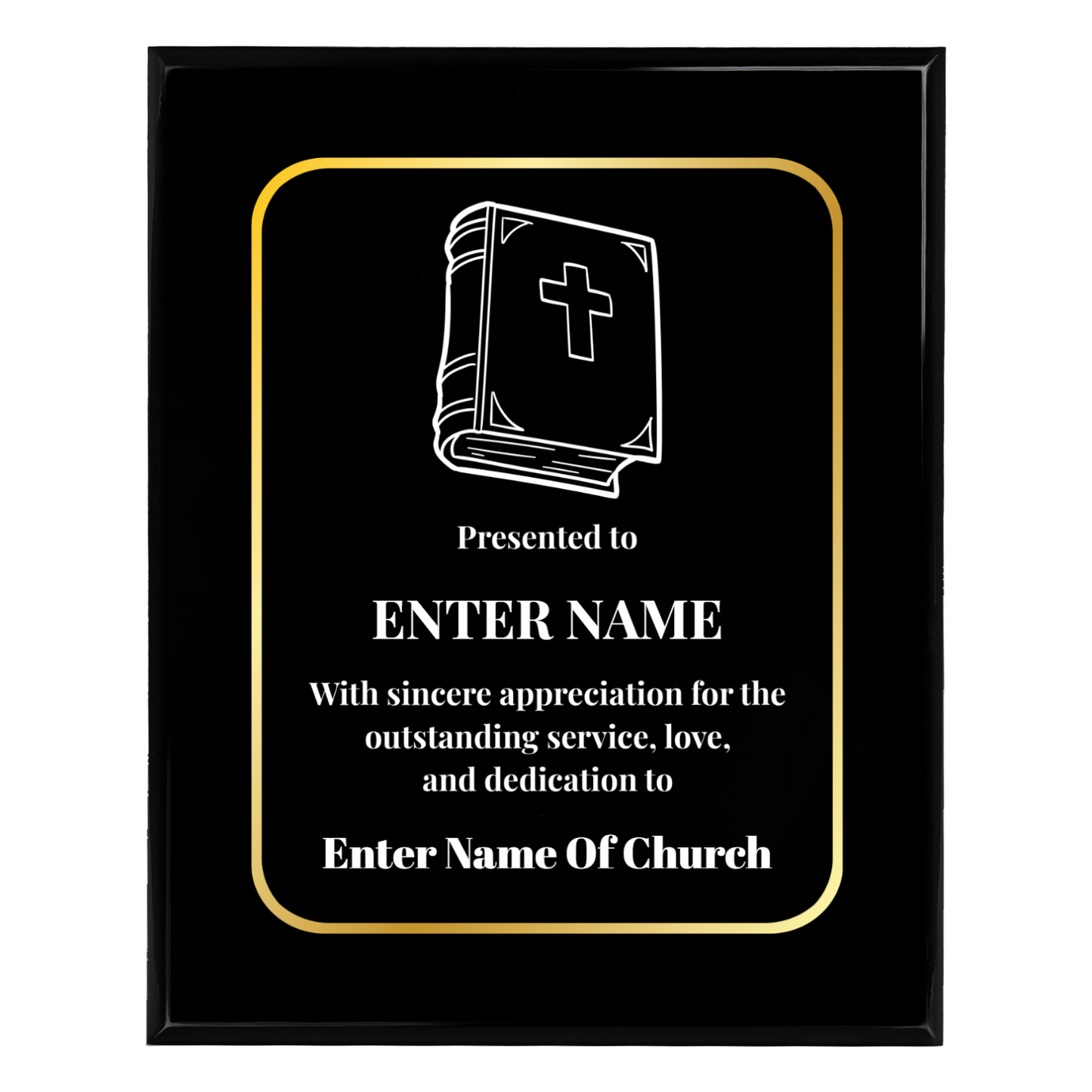 Personalized Church Bible 8" x 10" UV Printed Luxury Award