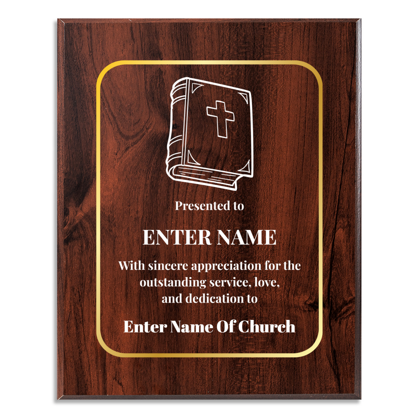 Personalized Church Bible 8" x 10" UV Printed Luxury Award