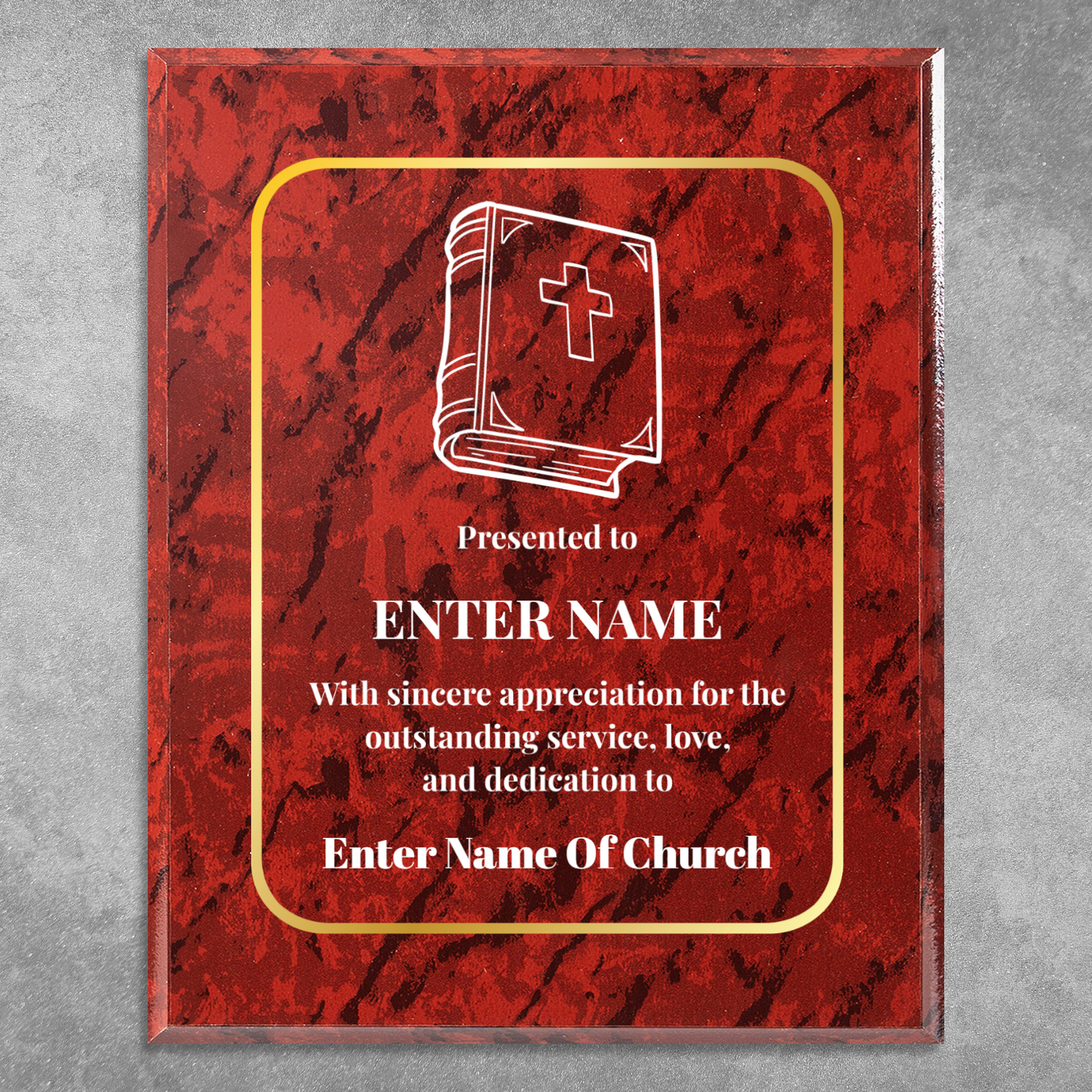 Personalized Church Bible 8" x 10" UV Printed Luxury Award