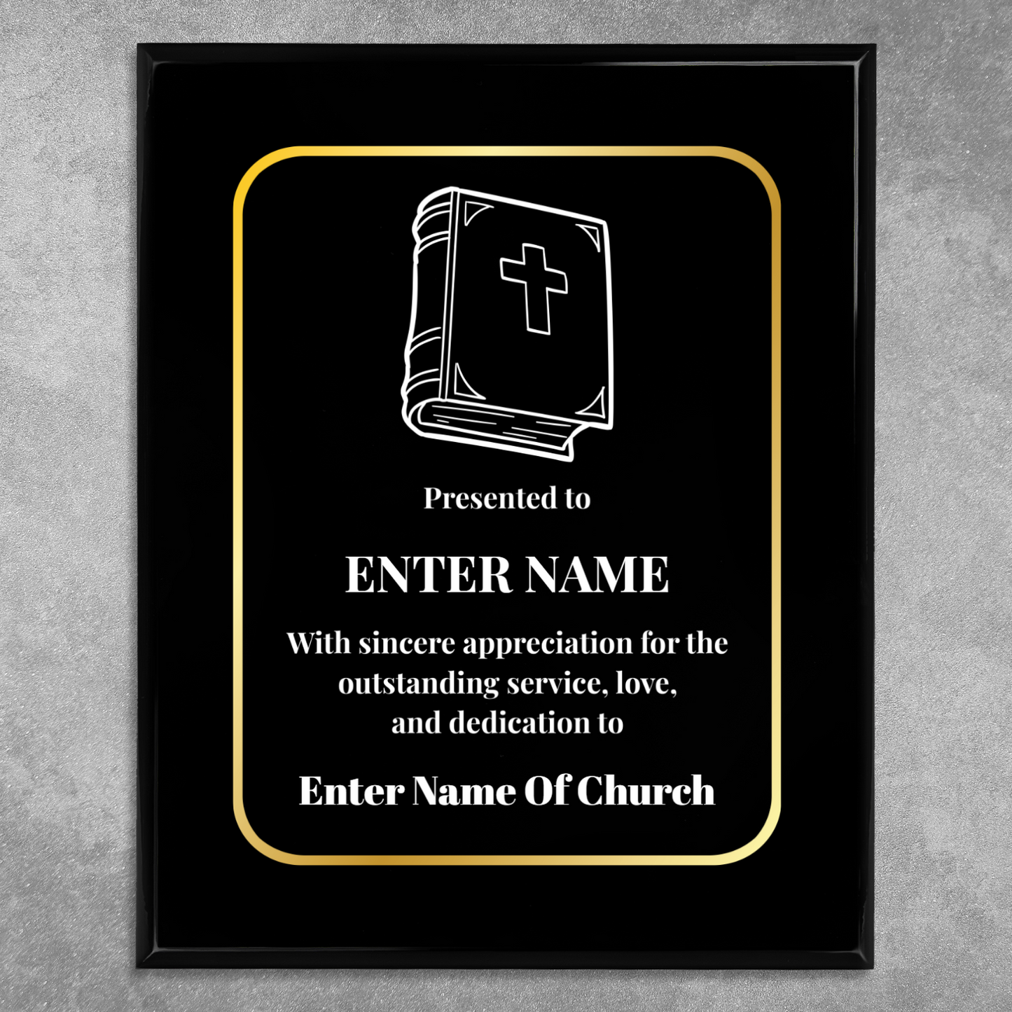 Personalized Church Bible 8" x 10" UV Printed Luxury Award