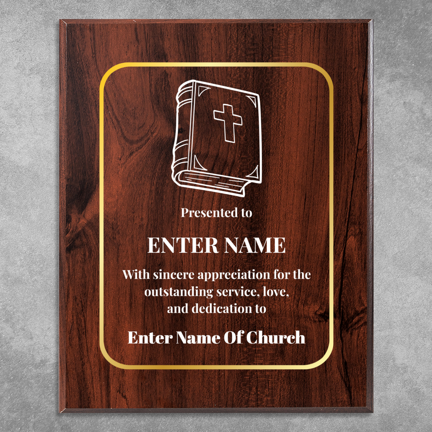 Personalized Church Bible 8" x 10" UV Printed Luxury Award