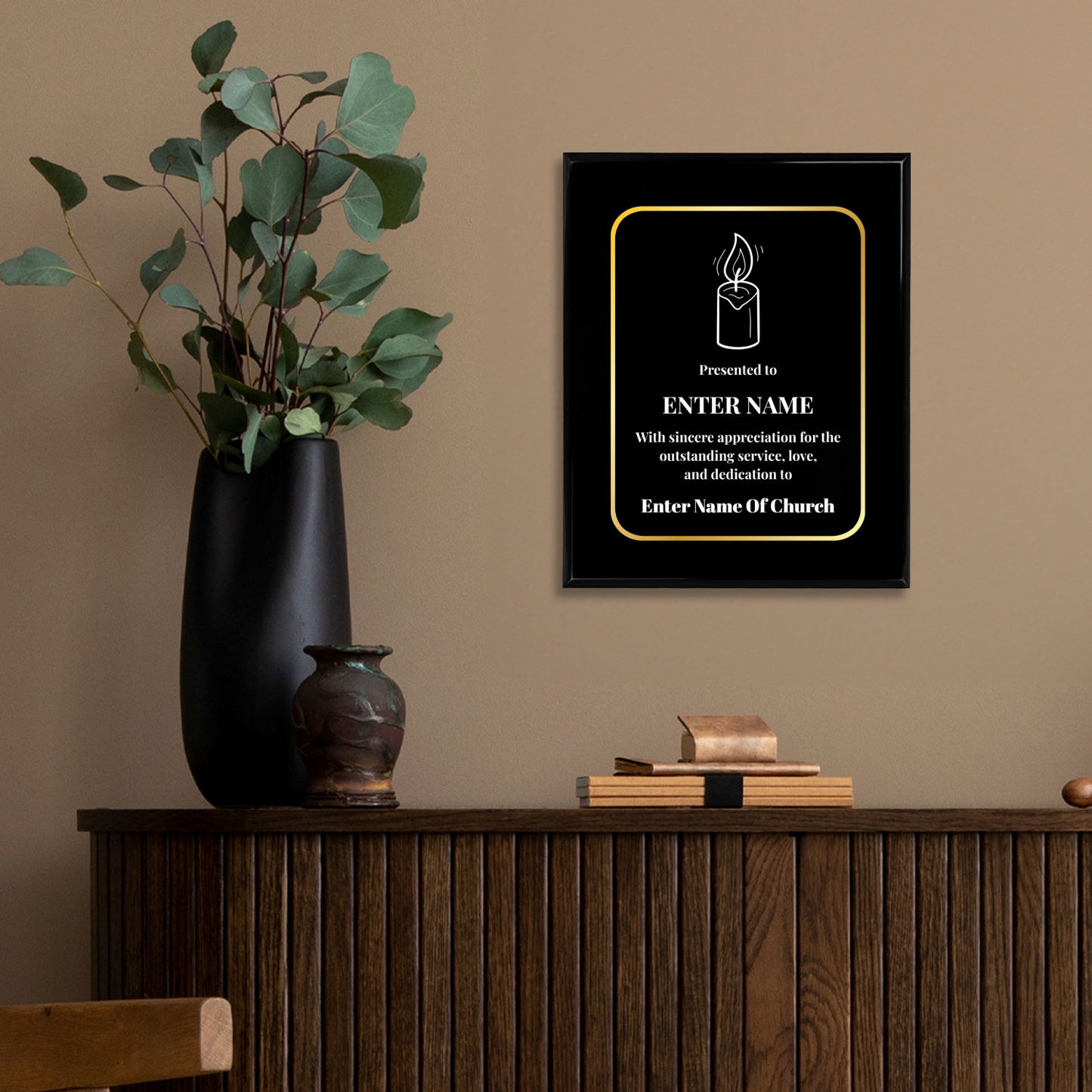 Personalized Church Candle 8" x 10" UV Printed Luxury Award