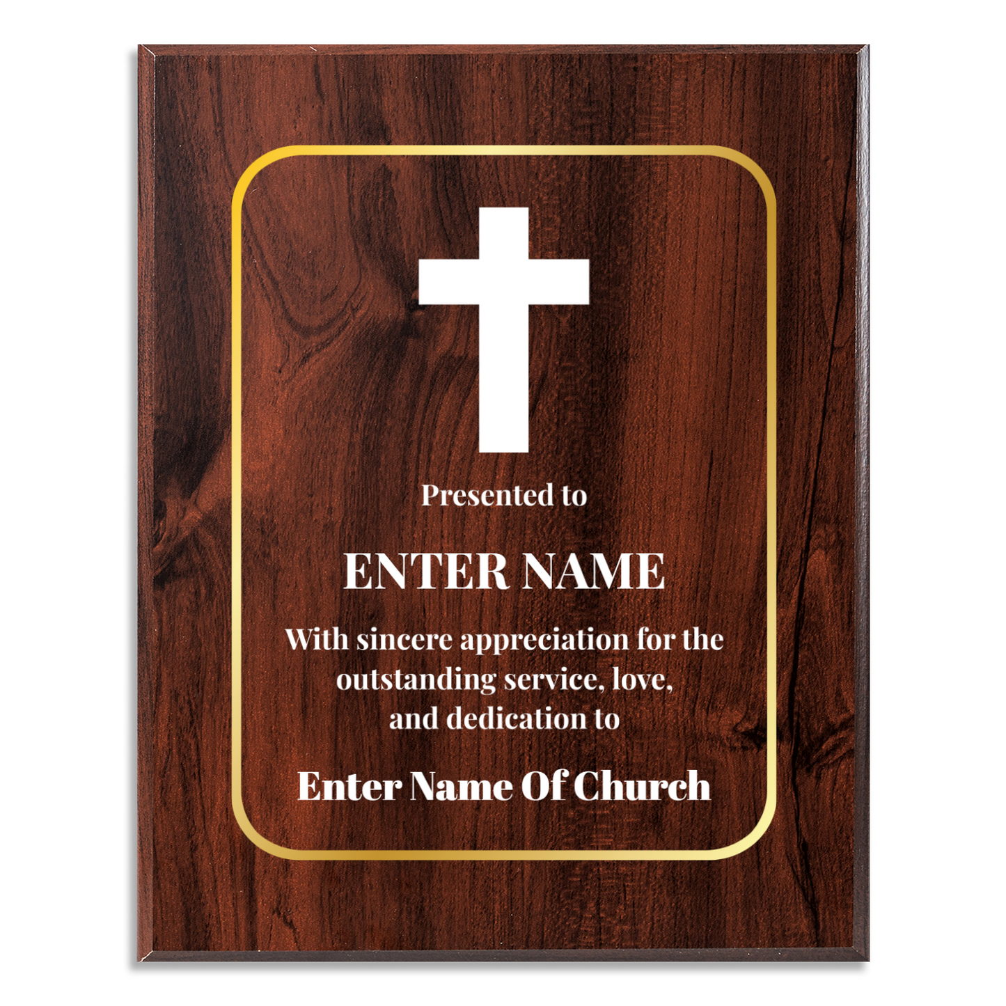 Personalized Church Cross 8" x 10" UV Printed Luxury Award
