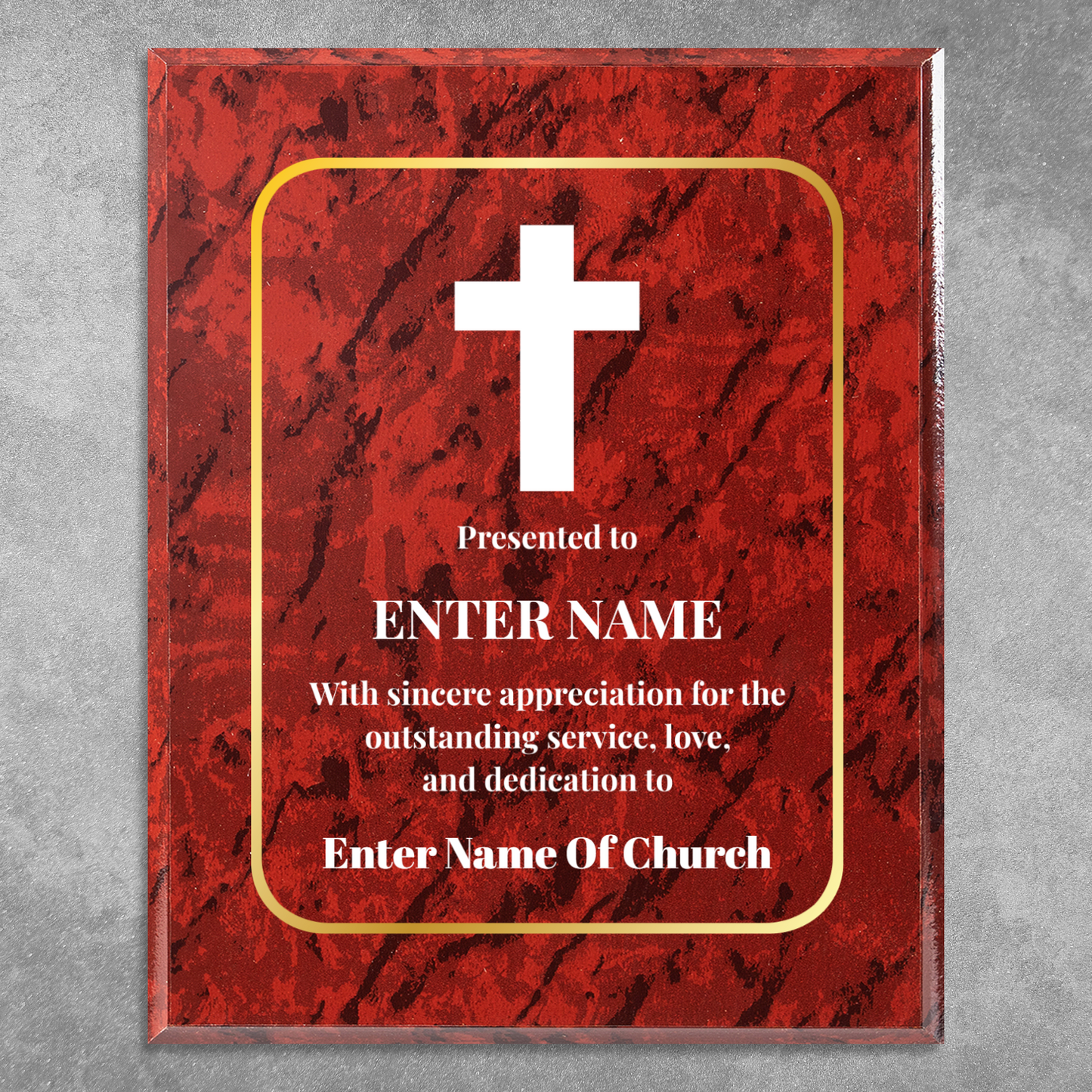 Personalized Church Cross 8" x 10" UV Printed Luxury Award