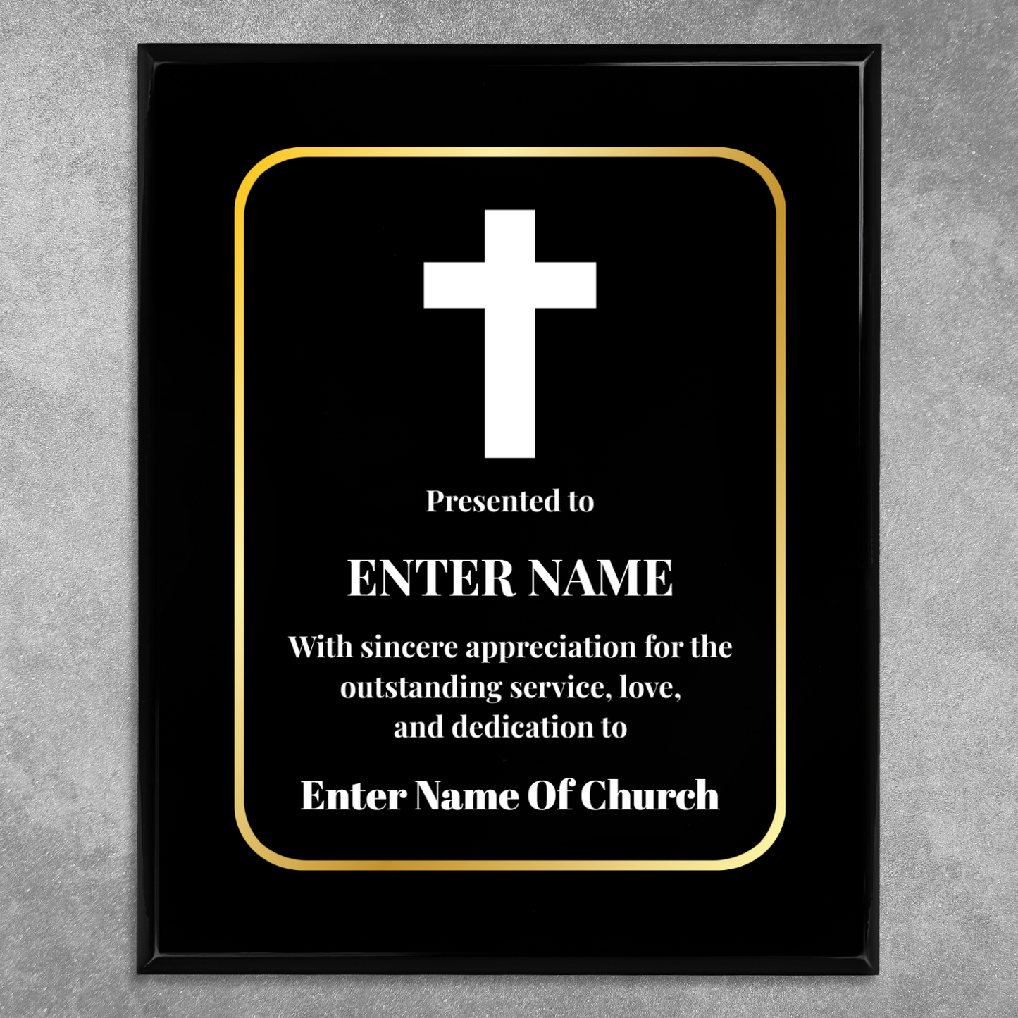 Personalized Church Cross 8" x 10" UV Printed Luxury Award