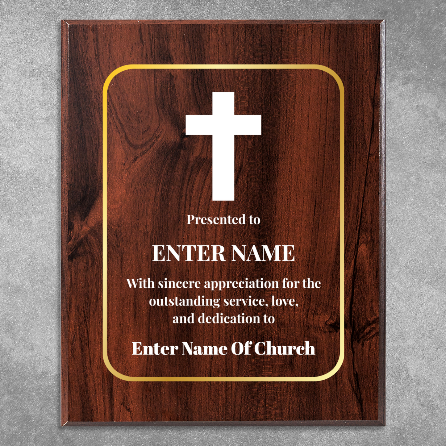 Personalized Church Cross 8" x 10" UV Printed Luxury Award