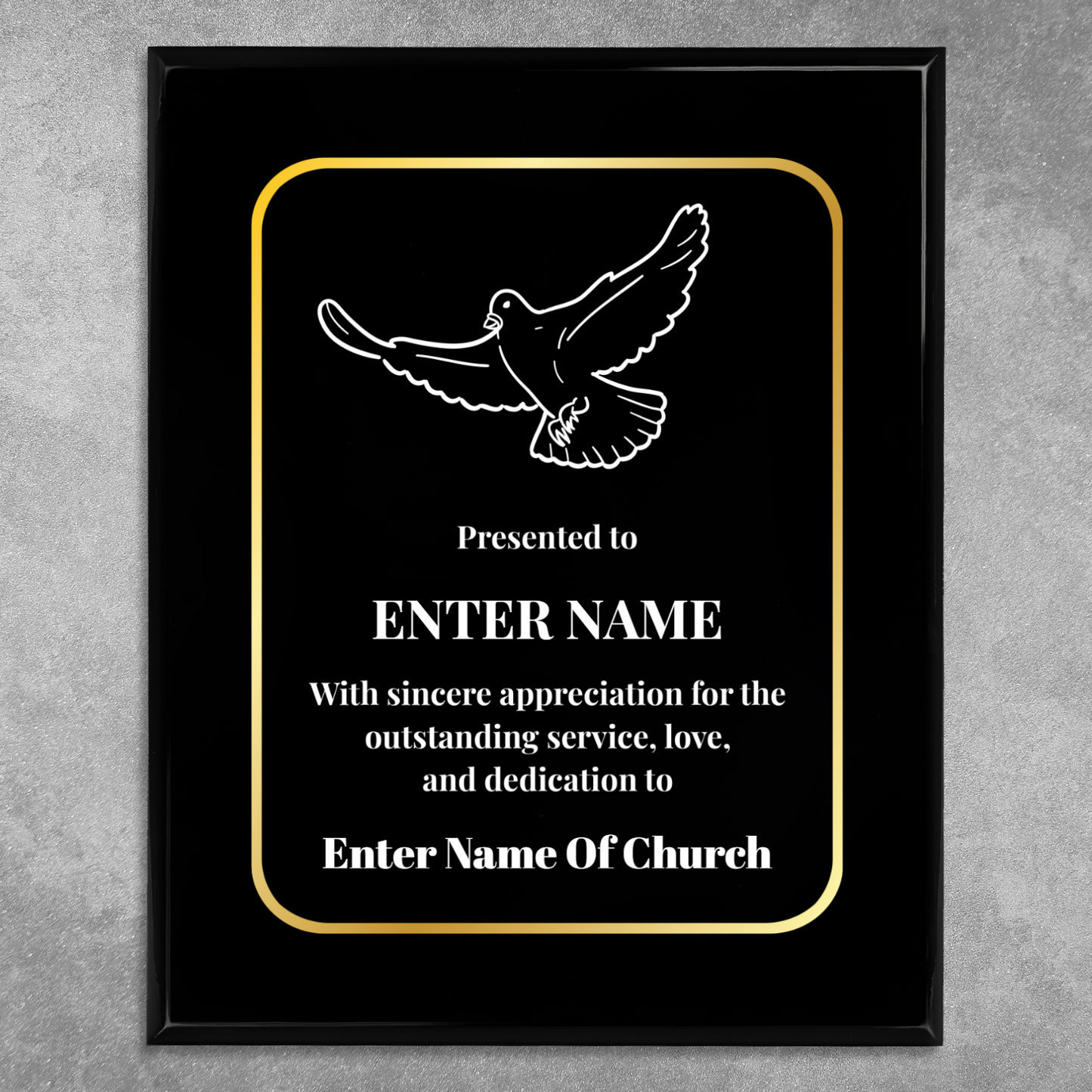 Personalized Church Dove Of Peace 8" x 10" UV Printed Luxury Award