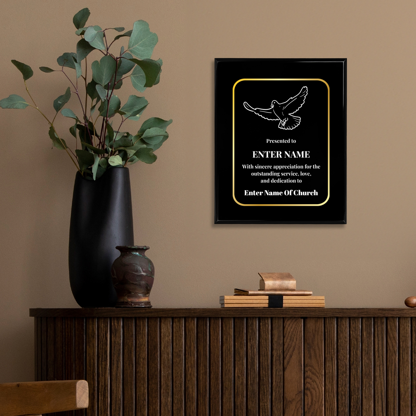 Personalized Church Dove Of Peace 8" x 10" UV Printed Luxury Award