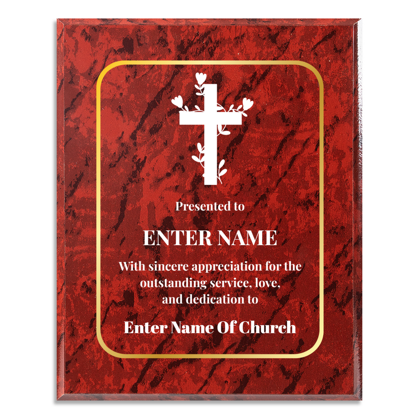 Personalized Church Floral Cross 8" x 10" UV Printed Luxury Award 2