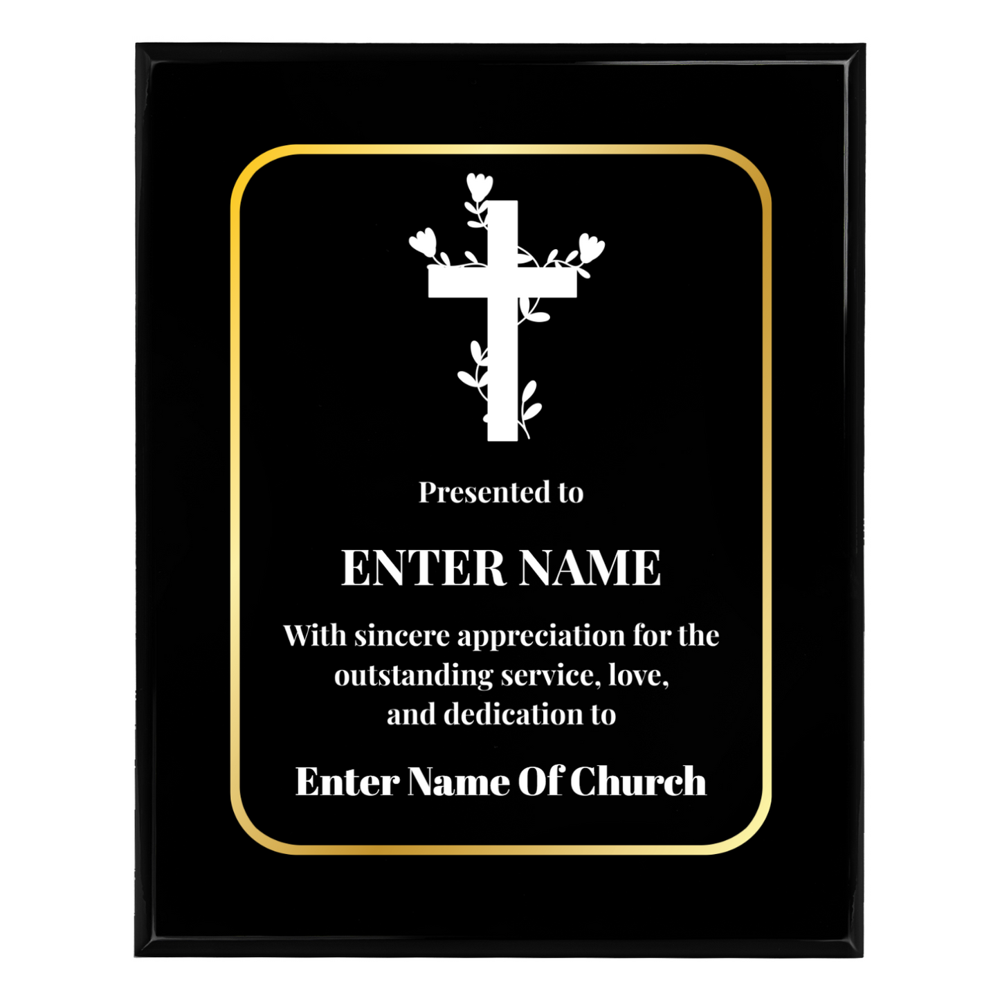 Personalized Church Floral Cross 8" x 10" UV Printed Luxury Award 2