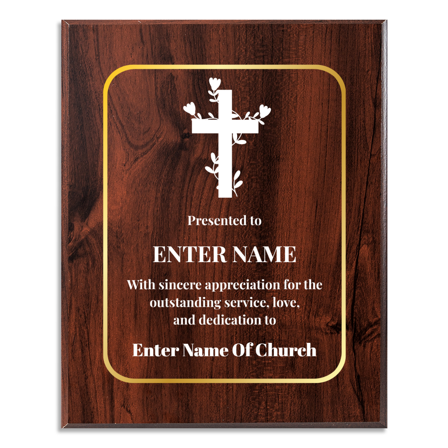 Personalized Church Floral Cross 8" x 10" UV Printed Luxury Award 2