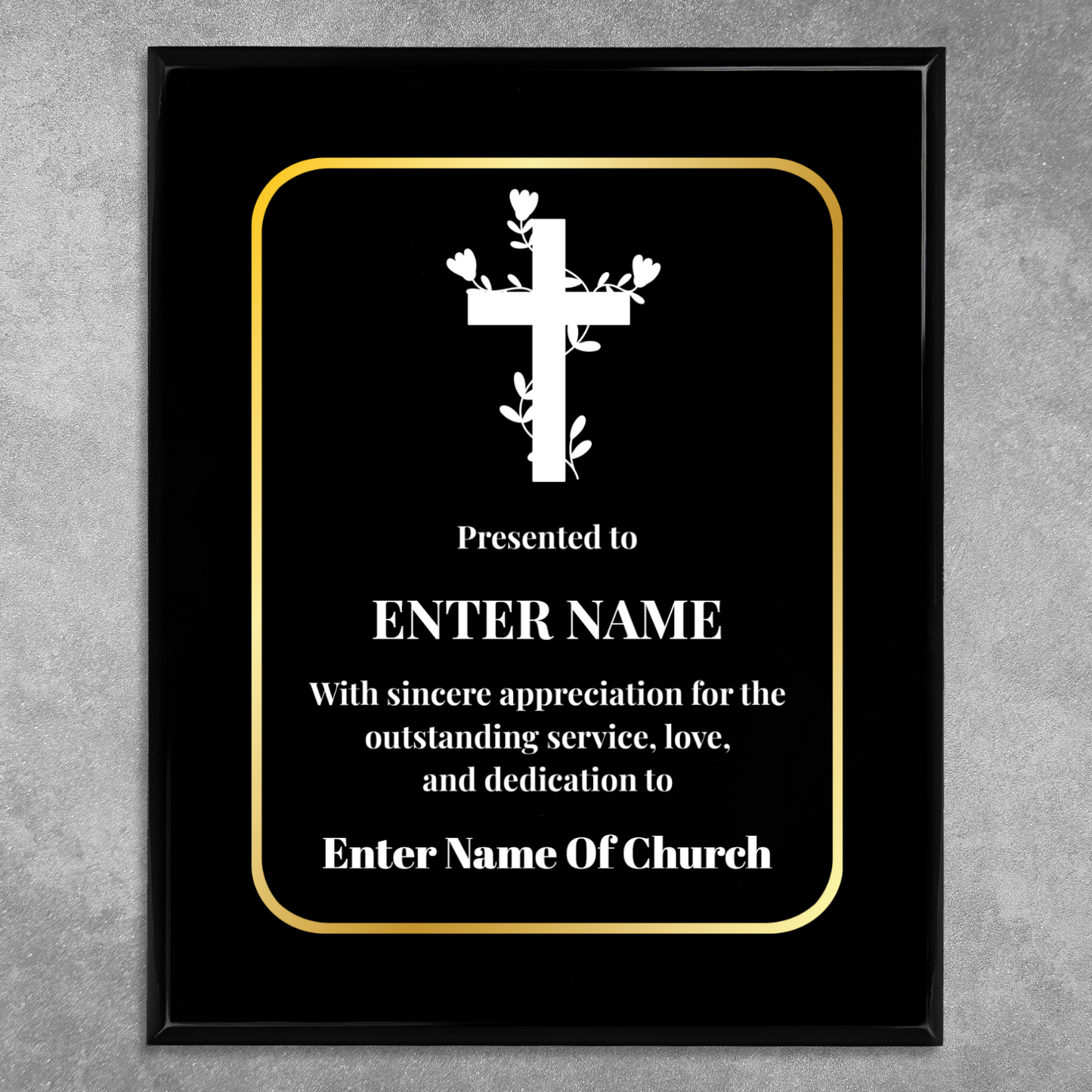Personalized Church Floral Cross 8" x 10" UV Printed Luxury Award 2