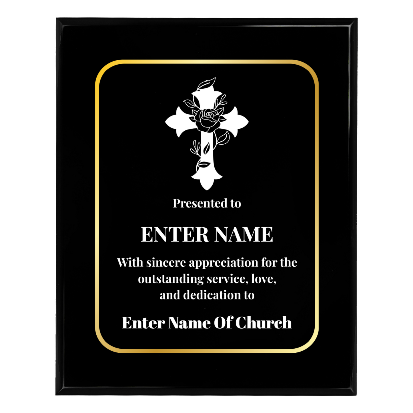 Personalized Church Floral Cross 8" x 10" UV Printed Luxury Award 3
