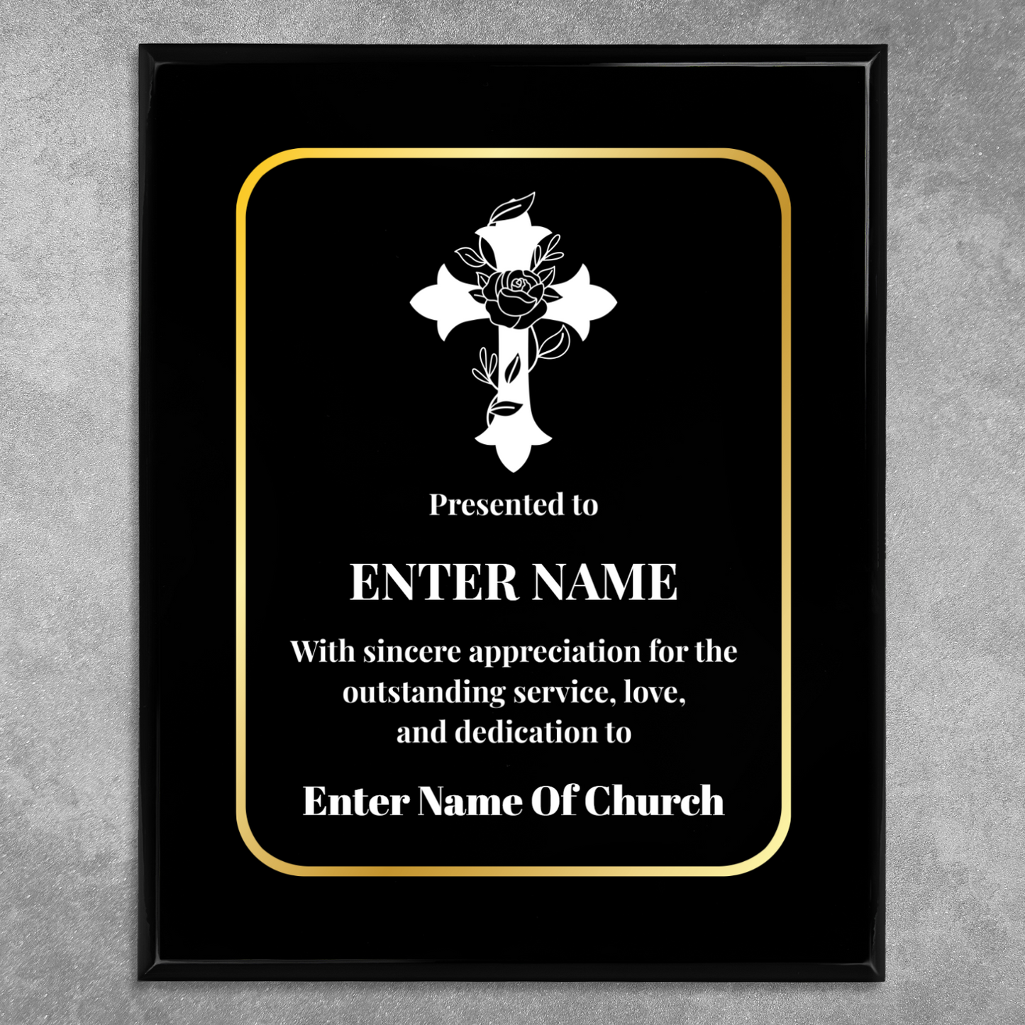 Personalized Church Floral Cross 8" x 10" UV Printed Luxury Award 3
