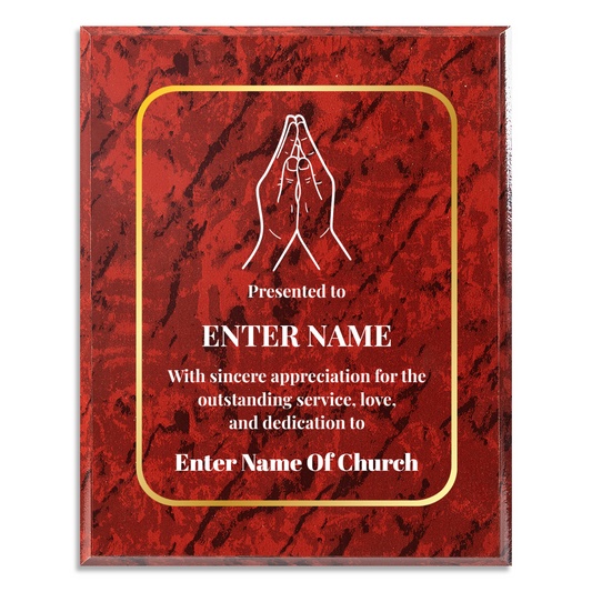 Personalized Church Praying Hands  8" x 10" UV Printed Luxury Award