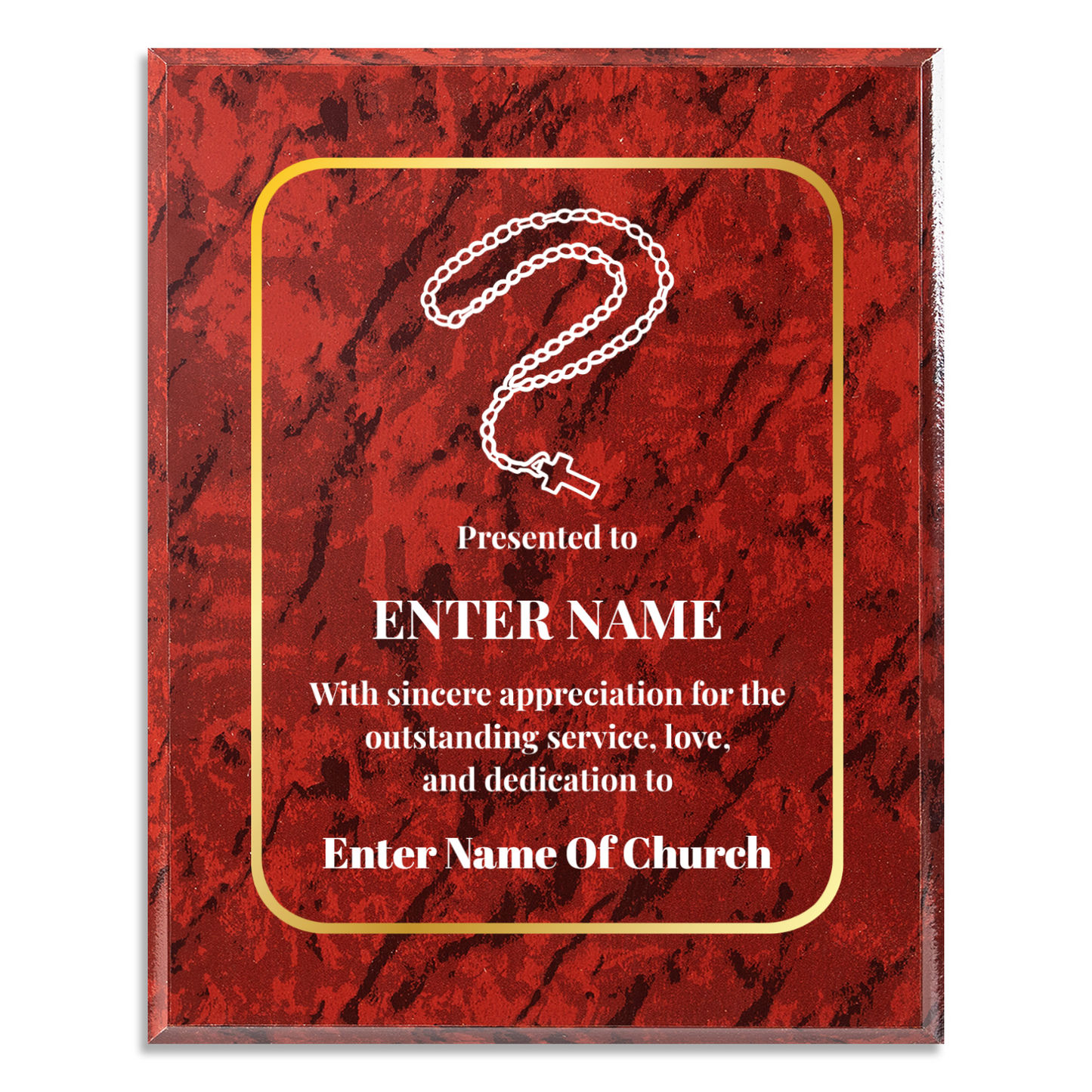 Personalized Church Rosary Beads  8" x 10" UV Printed Luxury Award