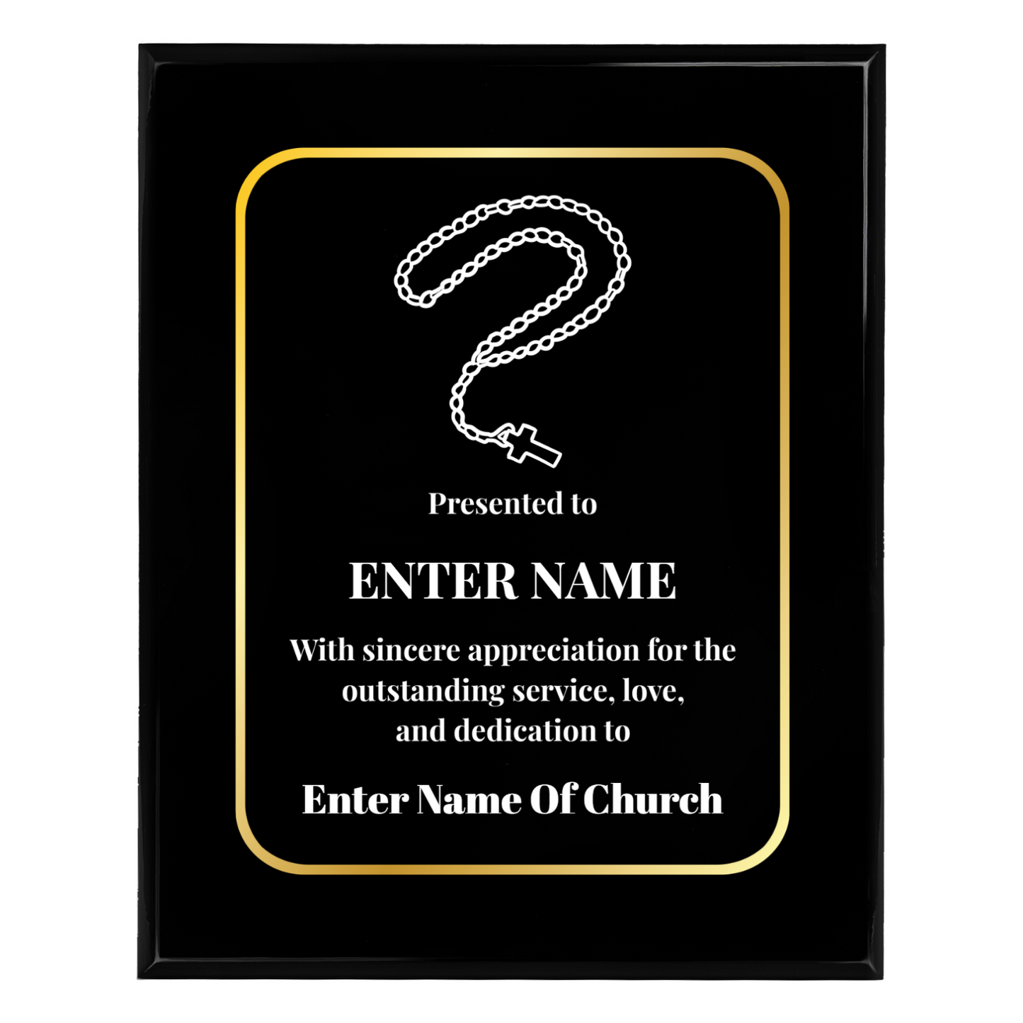 Personalized Church Rosary Beads  8" x 10" UV Printed Luxury Award