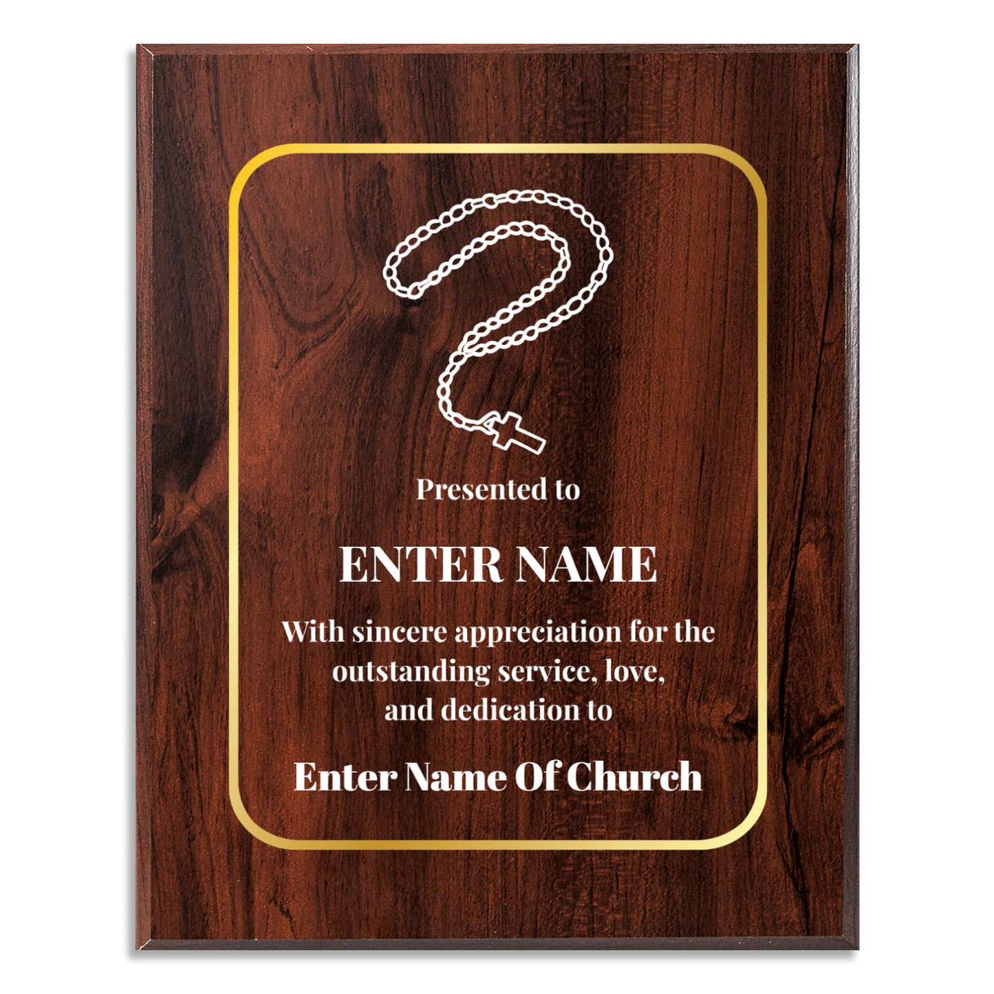 Personalized Church Rosary Beads  8" x 10" UV Printed Luxury Award