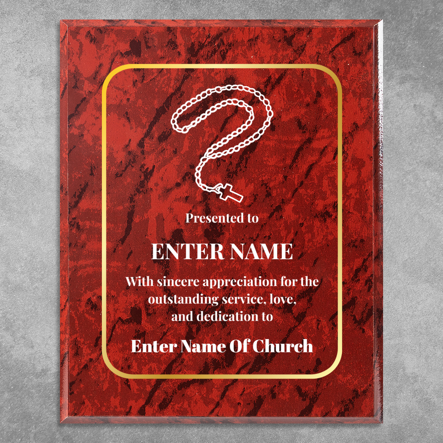 Personalized Church Rosary Beads  8" x 10" UV Printed Luxury Award