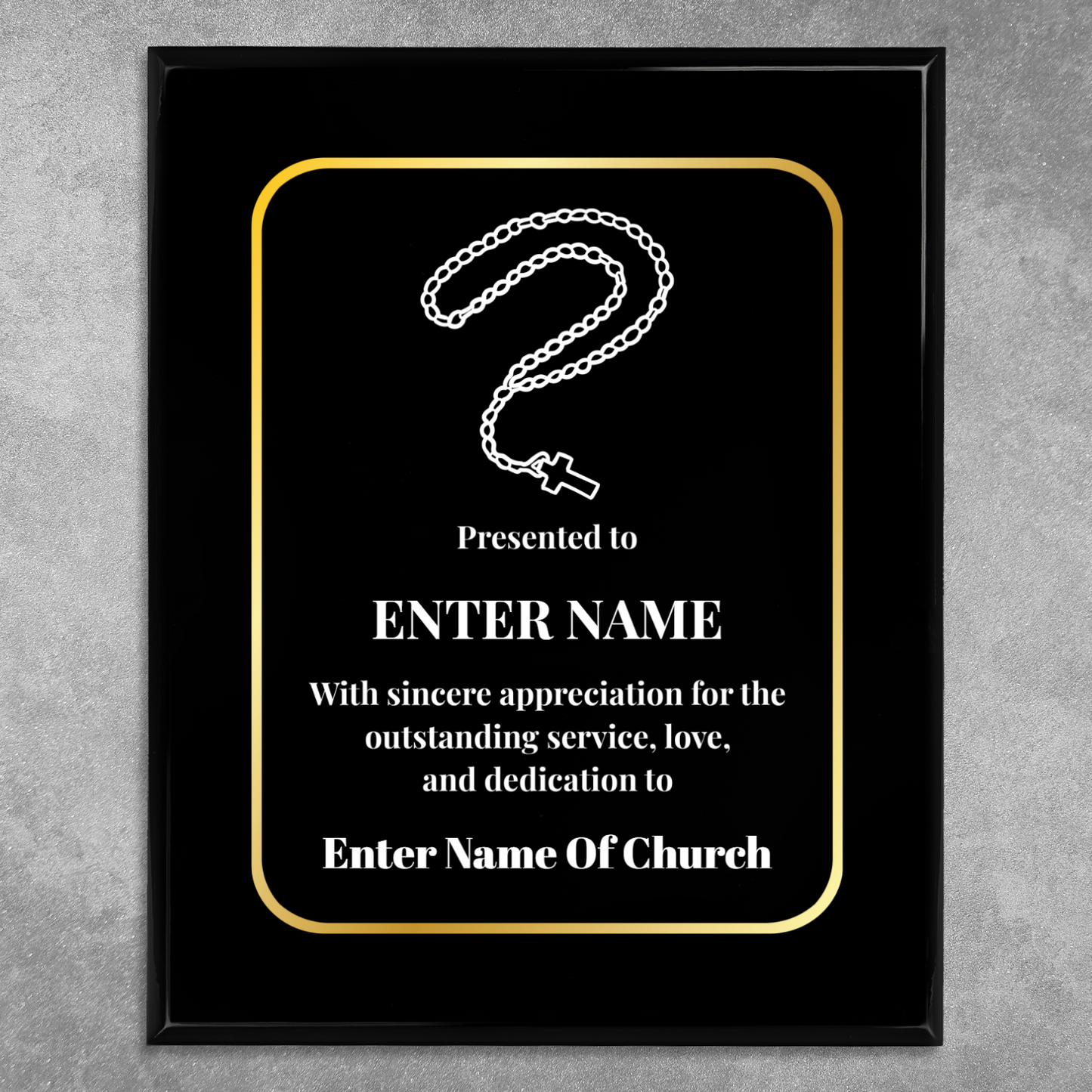 Personalized Church Rosary Beads  8" x 10" UV Printed Luxury Award
