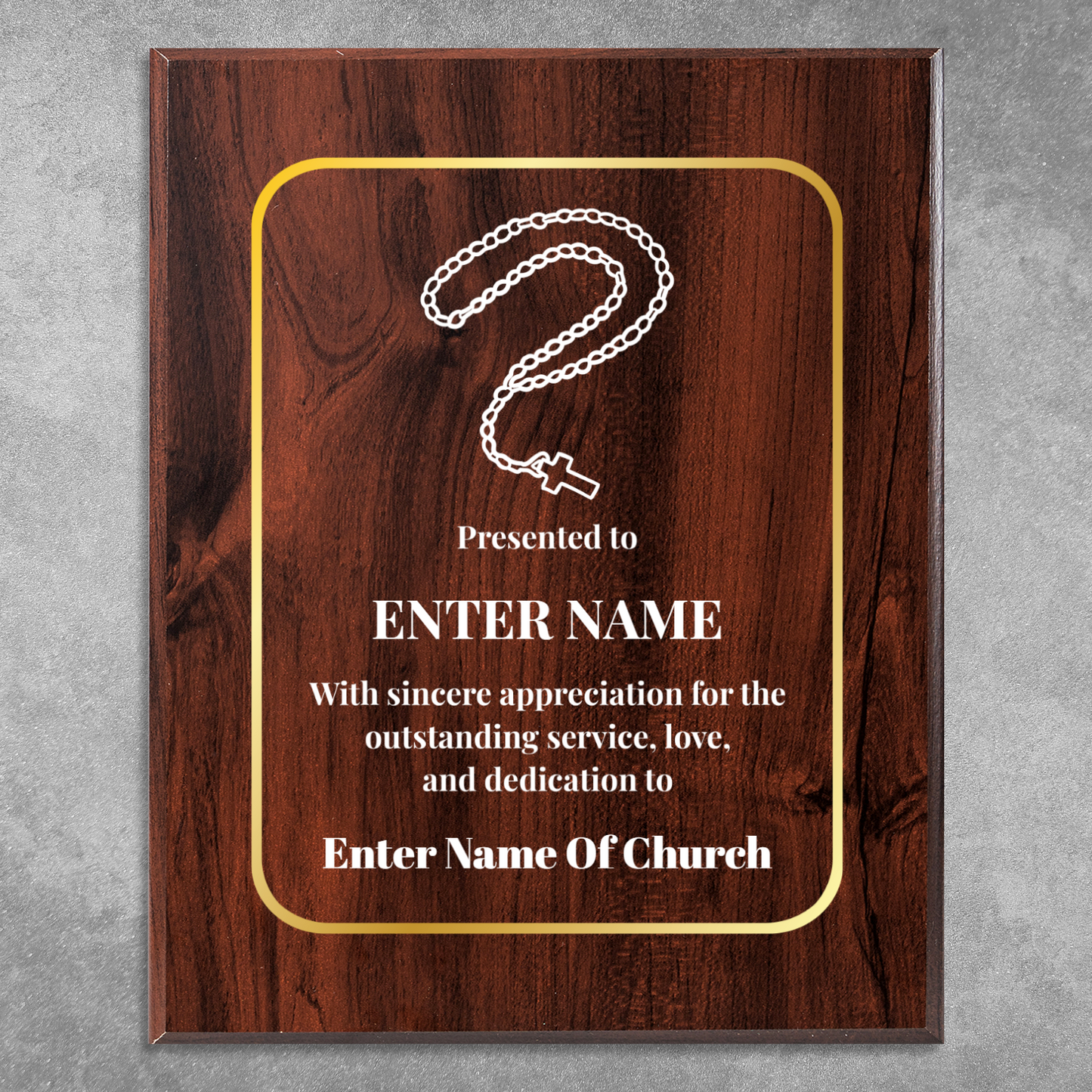 Personalized Church Rosary Beads  8" x 10" UV Printed Luxury Award