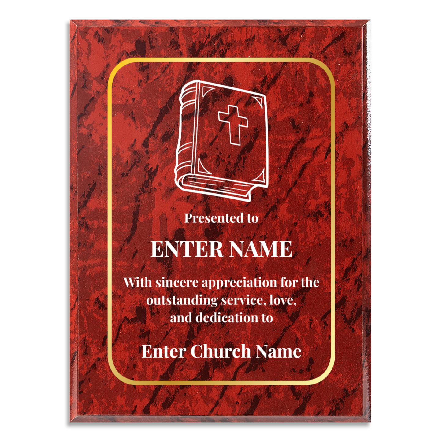 Personalized Church Bible 9" x 12" UV Printed Luxury Award
