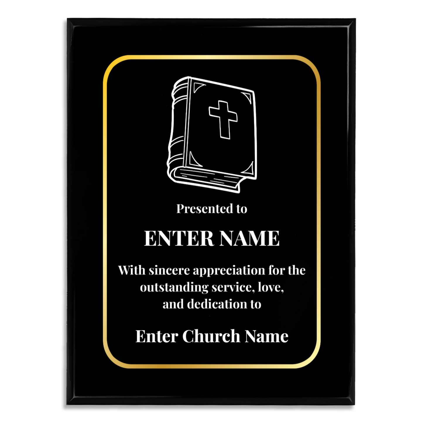 Personalized Church Bible 9" x 12" UV Printed Luxury Award