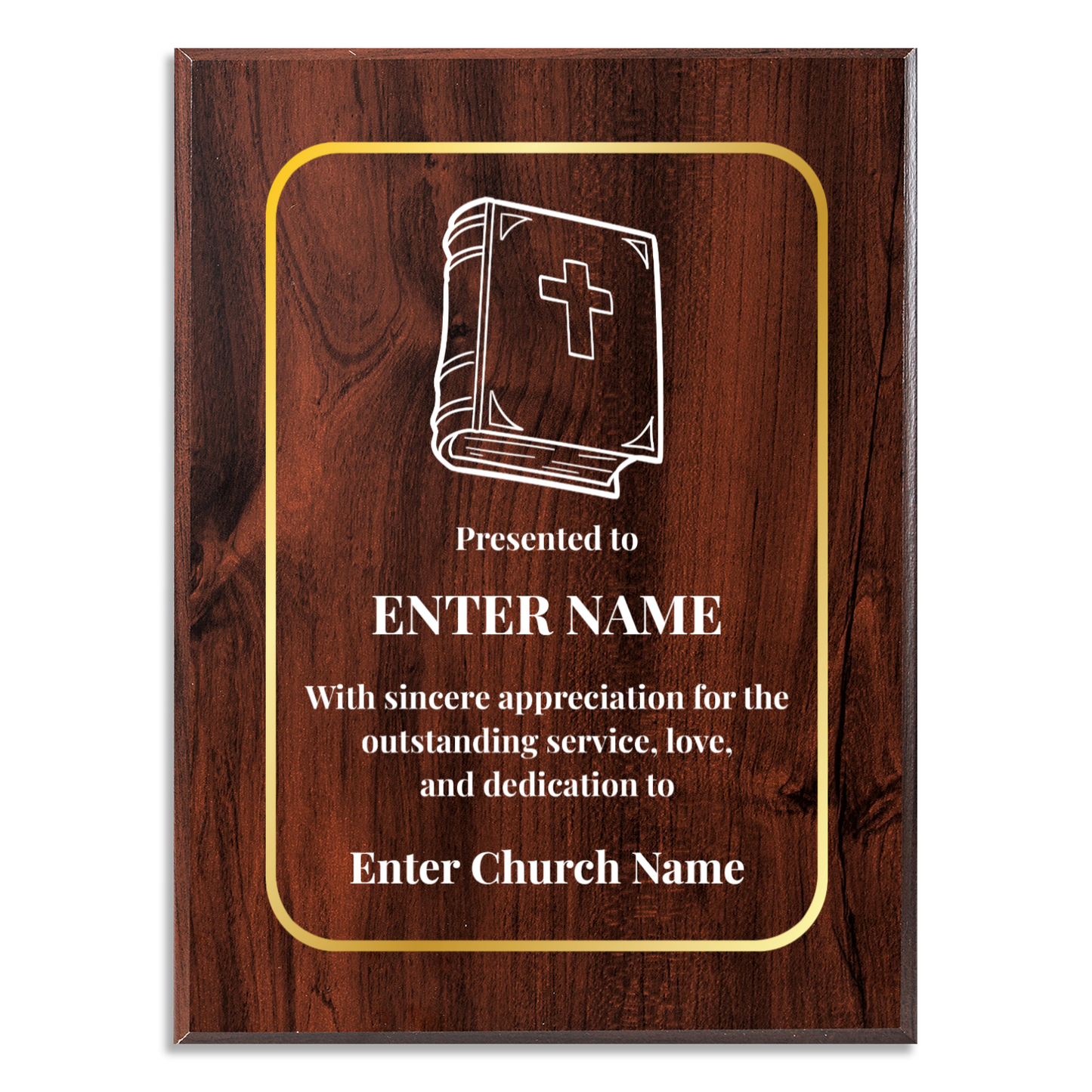 Personalized Church Bible 9" x 12" UV Printed Luxury Award